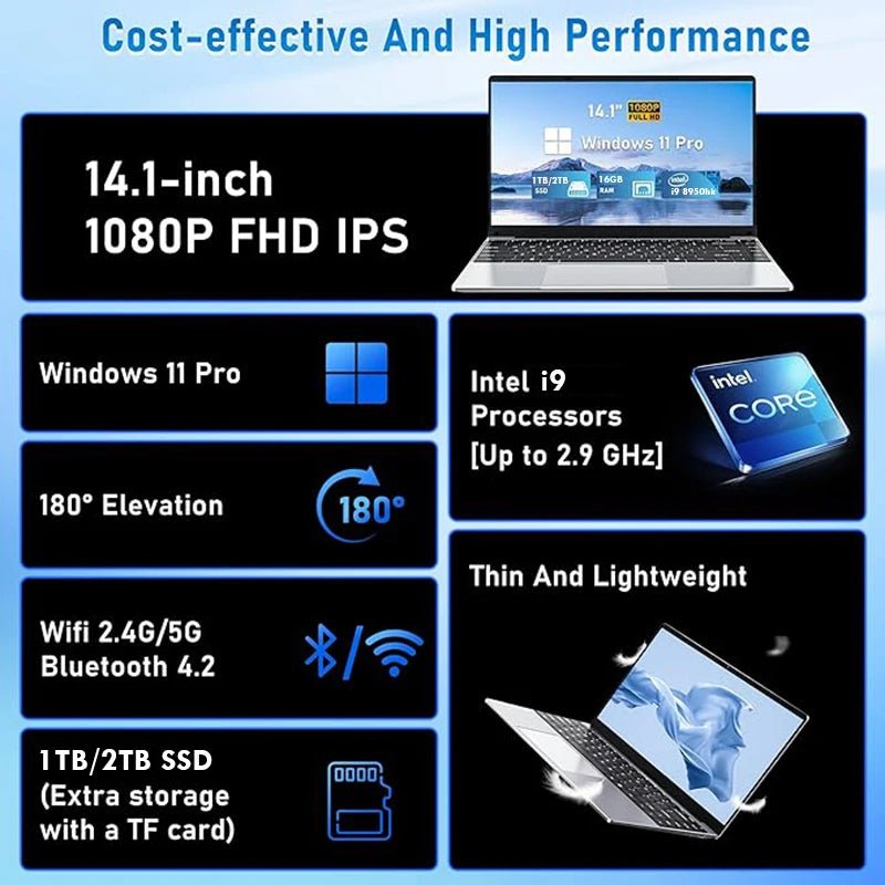 14.1'' Laptop Computer Windows 11 Intel Core i9 8950HK 16GB RAM 1TB 2TB SSD Laptops Office Study Gaming Notebook PC Computer - FUN GUY WORLD FUN GUYS SHOP FUN GUY WORLD 14:691;200000605:416GB RAM 1TB SSD  GRAY 16GB RAM 1TB SSD 14.1'' Laptop Computer Windows 11 Intel Core i9 8950HK 16GB RAM 1TB 2TB SSD Laptops Office Study Gaming Notebook PC Computer FUN GUYS SHOP FUN GUY WORLD
