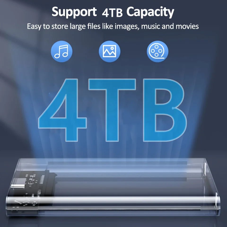 2.5 Inch Transparent Mobile External Hard Drive Case, SATA to USB 3.0/Type C Harddisk Boxs External Enclosure , 5Gbps Tool - Free - FUN GUY WORLD FUN GUYS SHOP FUN GUY WORLD 14:350850Micro B-USB A  Micro B - USB A 2.5 Inch Transparent Mobile External Hard Drive Case, SATA to USB 3.0/Type C Harddisk Boxs External Enclosure , 5Gbps Tool - Free FUN GUYS SHOP FUN GUY WORLD