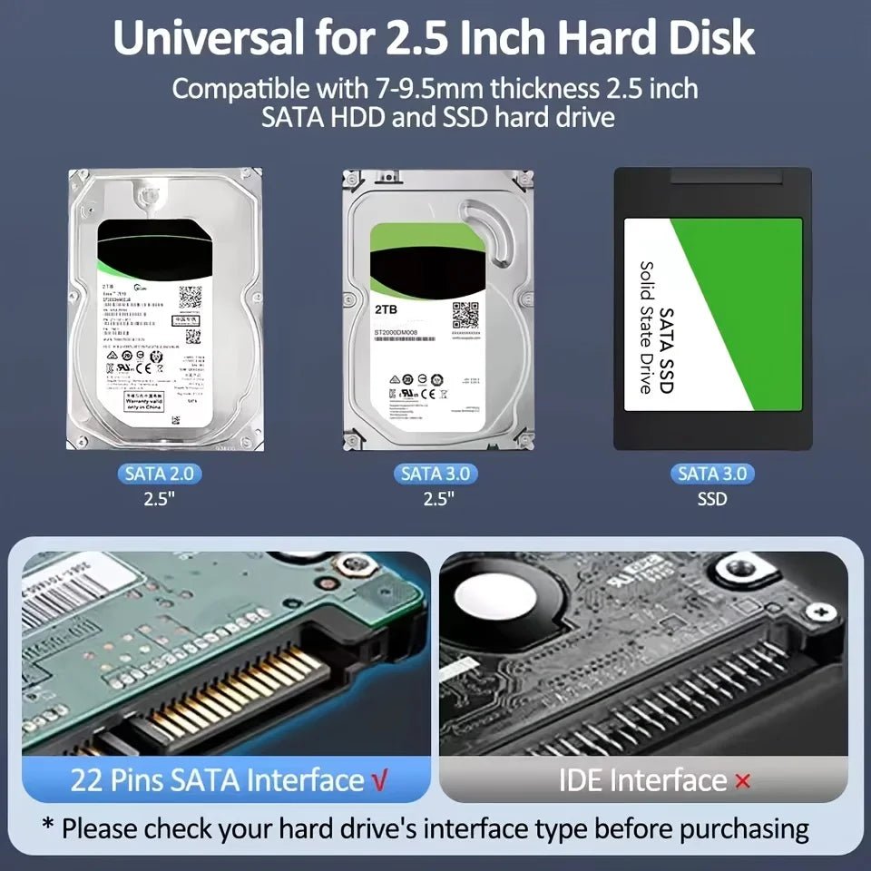 2.5 Inch Transparent Mobile External Hard Drive Case, SATA to USB 3.0/Type C Harddisk Boxs External Enclosure , 5Gbps Tool - Free - FUN GUY WORLD FUN GUYS SHOP FUN GUY WORLD 14:350850Micro B-USB A  Micro B - USB A 2.5 Inch Transparent Mobile External Hard Drive Case, SATA to USB 3.0/Type C Harddisk Boxs External Enclosure , 5Gbps Tool - Free FUN GUYS SHOP FUN GUY WORLD