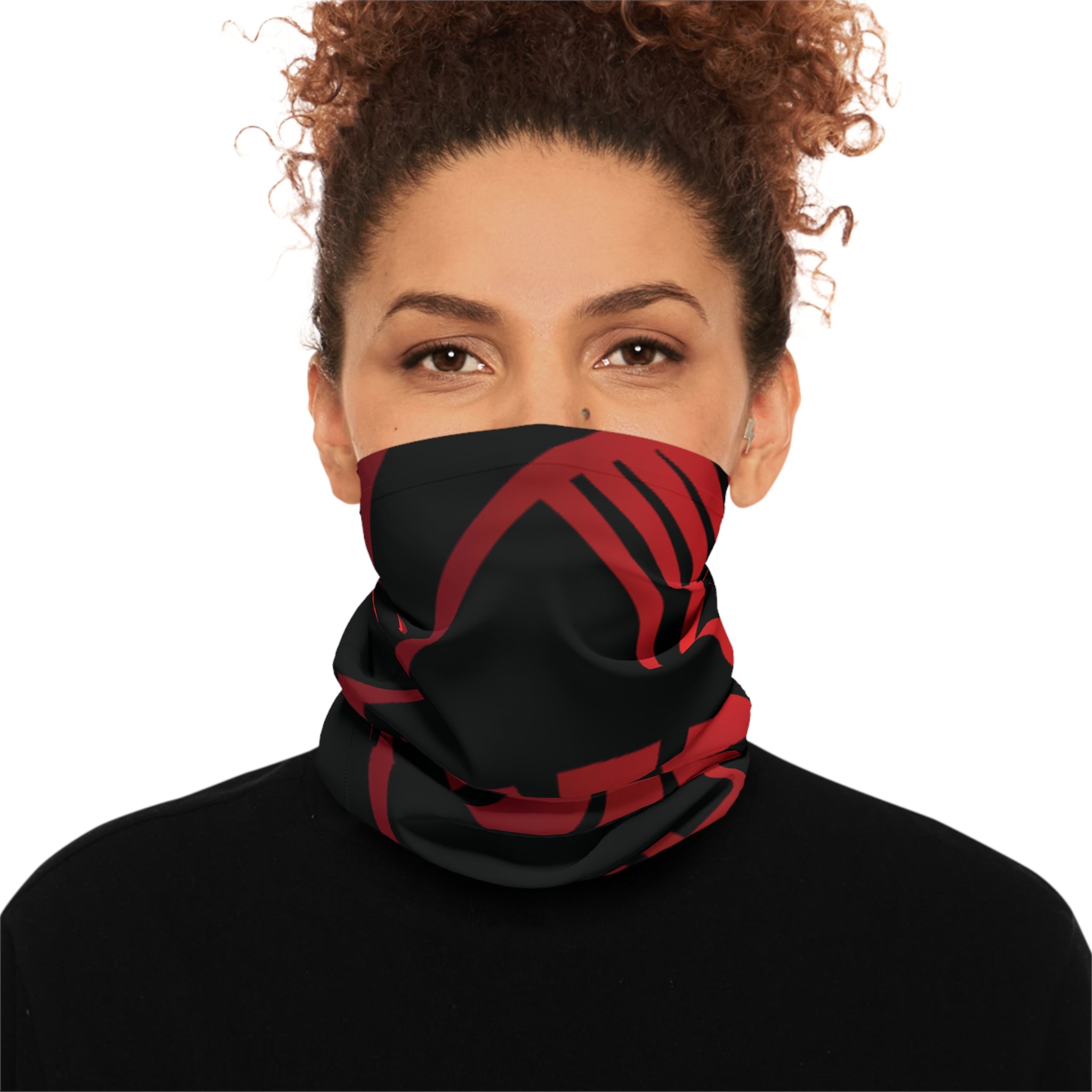 Neck Gaiter — Red Spiral Eye Pattern, Dark Gothic Face Covering Printify All Over Prints  FUN GUY WORLD