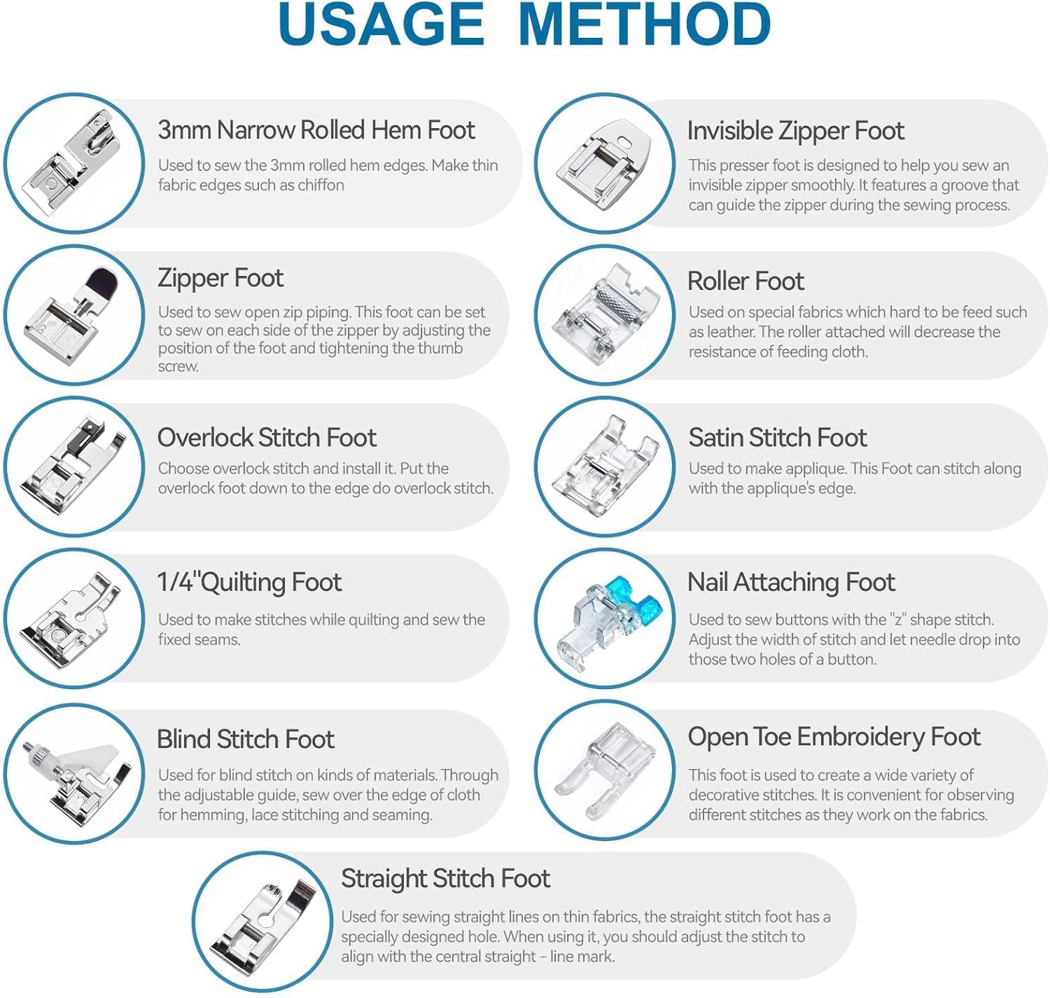 Qeykizy 11 Pcs Sewing Machine Presser Feet Kit, Rolled Hem Feet, Invisible Zipper Foot for Low Shank Sewing Machine, Snap on Feet Compatible with Singer, Brother, Janome, Babylock, Juki, Kenmore FUN GUYS SHOP   FUN GUYS SHOP