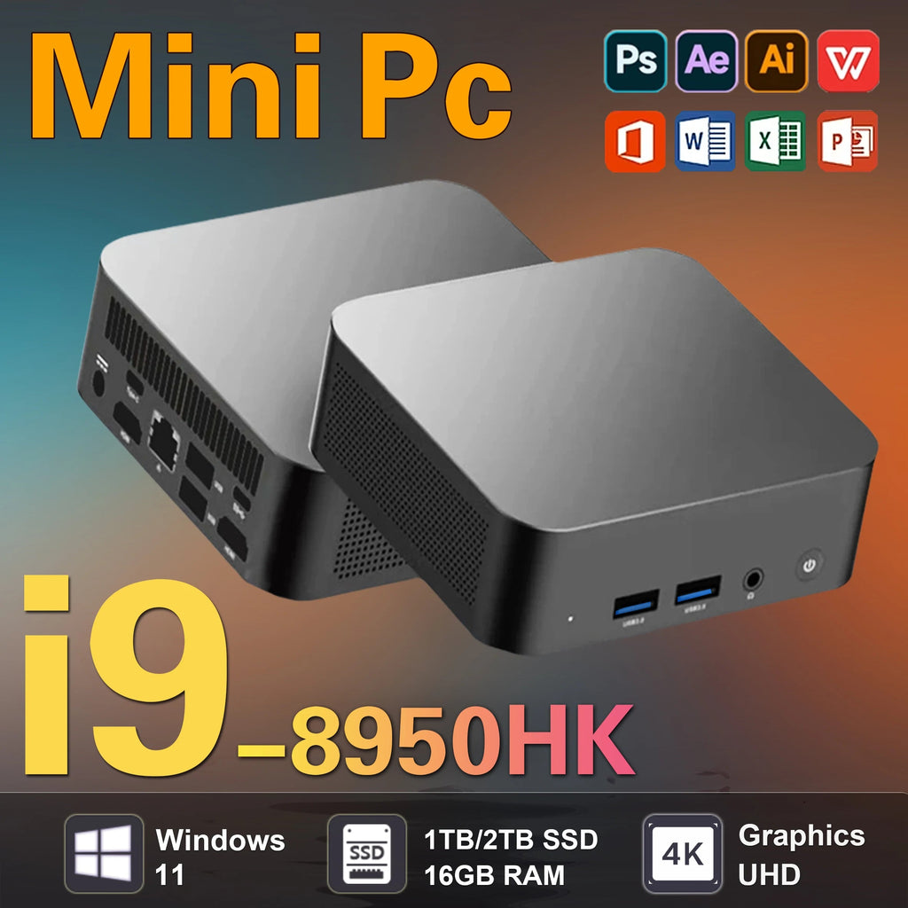 2026 Mini PC Intel Core i9 8950HK i3-6100 Computer Windows 11 16GB 1TB 2TB 4K Gaming Computer WiFi6 USB Portable Mini Desktop PC FUN GUYS SHOP   FUN GUYS SHOP