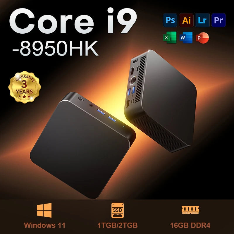 Mini PC Computer Windows 11 Intel Core i9 8950HK RAM 16GB 512GB 1TB SSD Gaming Computer Type-C 4K 60Hz Mini Desktop PC Portable FUN GUYS SHOP   FUN GUYS SHOP