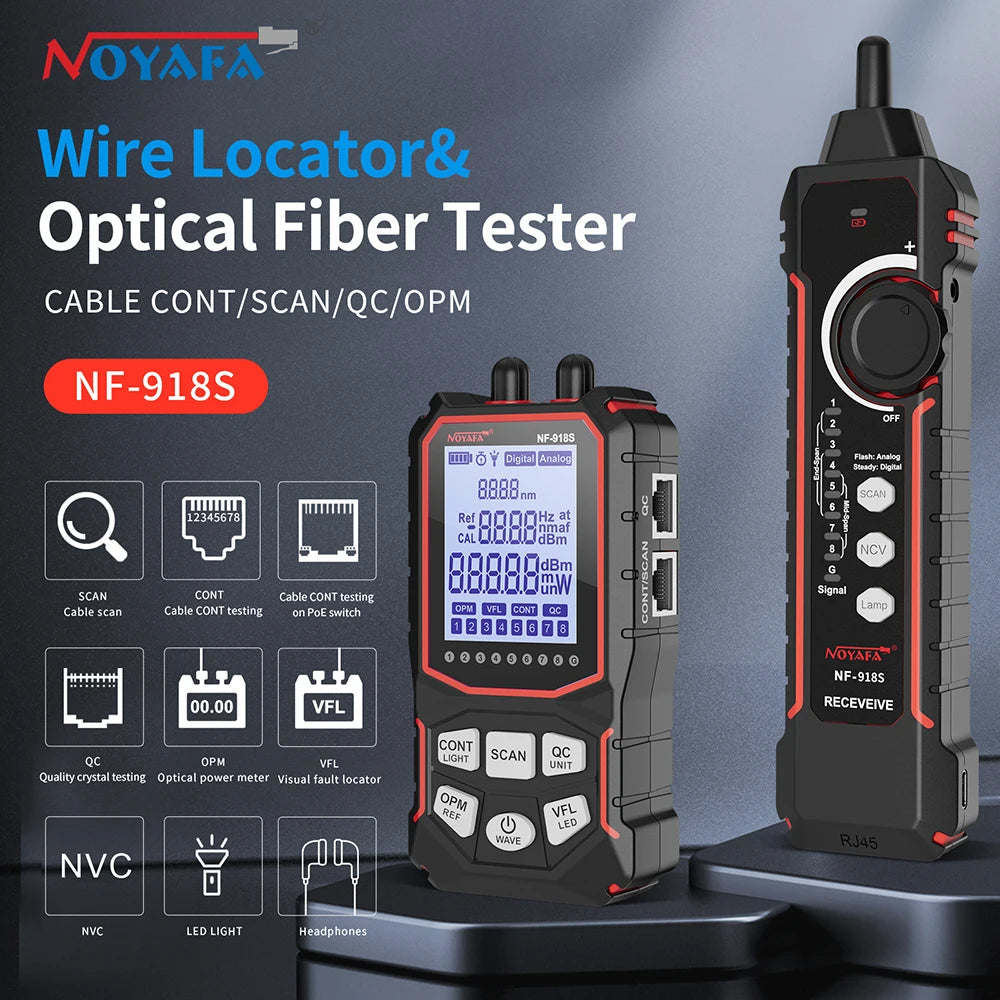NOYAFA NF-918S Cable Tracker LCD Display Optical Fiber Tester Optical Power Meter Portable Visual Fault Locator Network Tools FUN GUYS SHOP   FUN GUYS SHOP