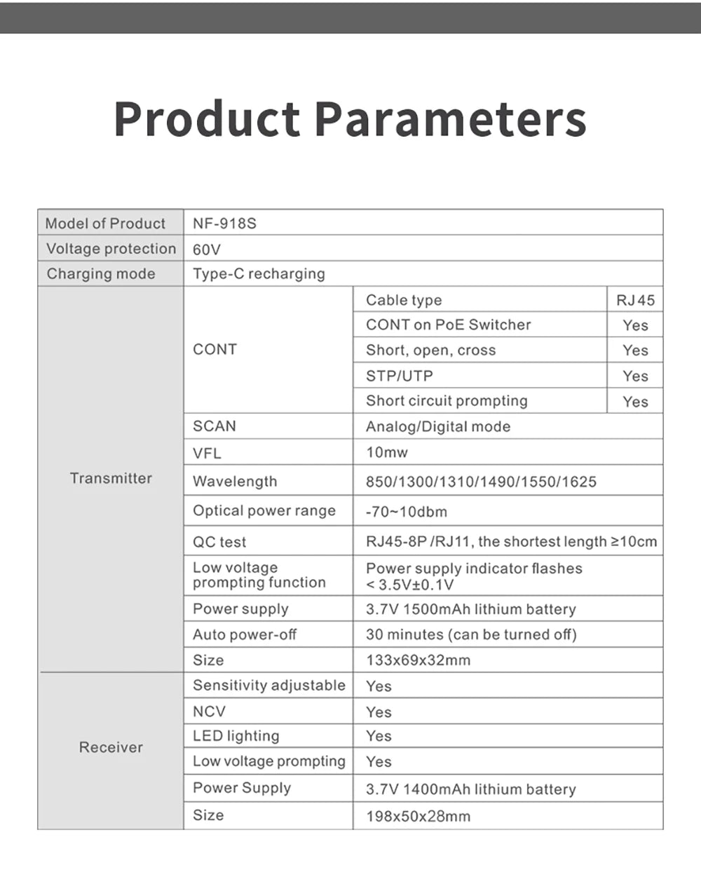 NOYAFA NF-918S Cable Tracker LCD Display Optical Fiber Tester Optical Power Meter Portable Visual Fault Locator Network Tools FUN GUYS SHOP   FUN GUYS SHOP