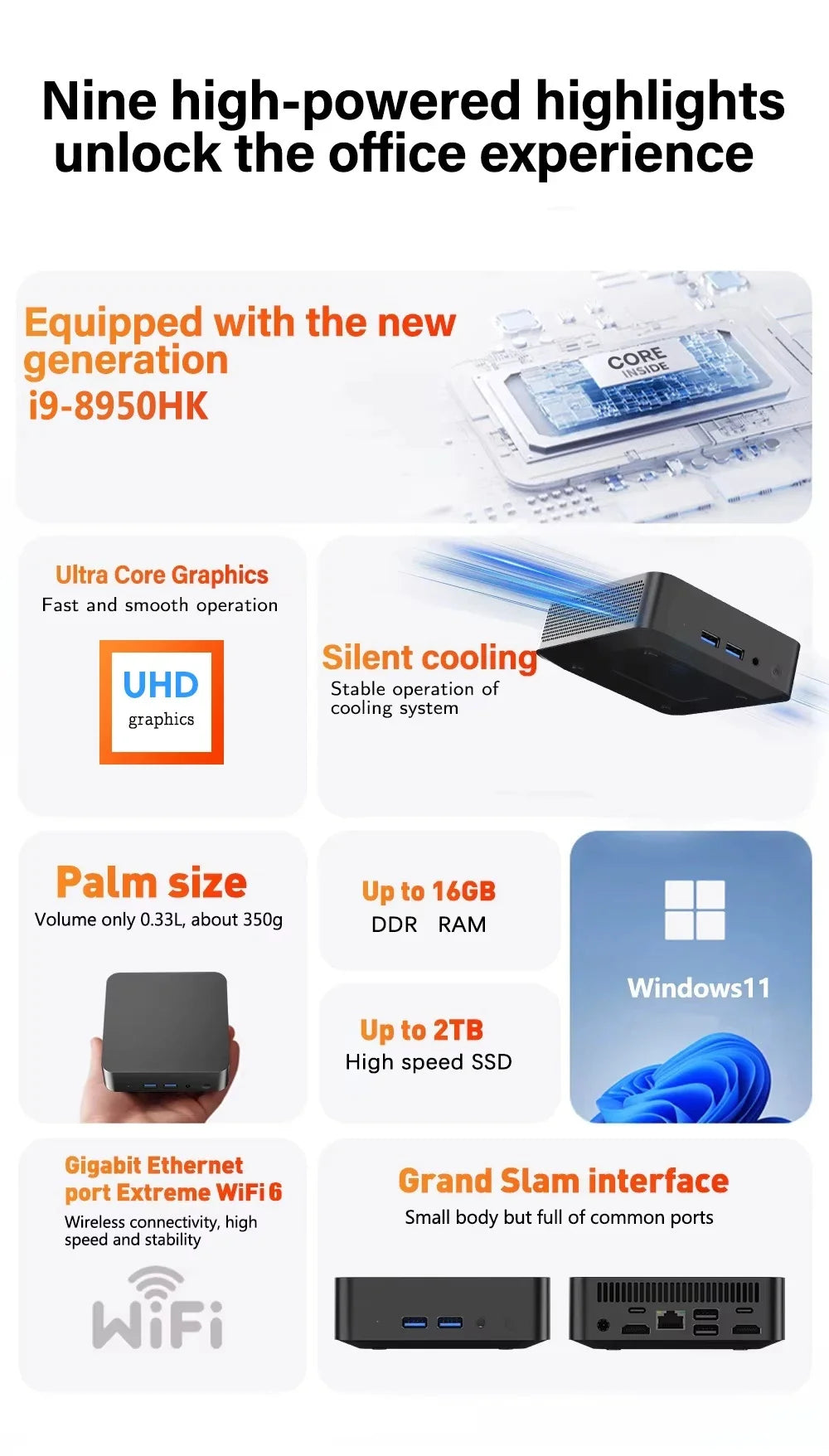 Mini PC Protable Gaming i9 8950HK i3-6100 16GB RAM Windows 11 Pro WIFI6 BT5.2 4K 1TB 2TB SSD 1000Mbps Mini Gamer Computer PC FUN GUYS SHOP   FUN GUYS SHOP