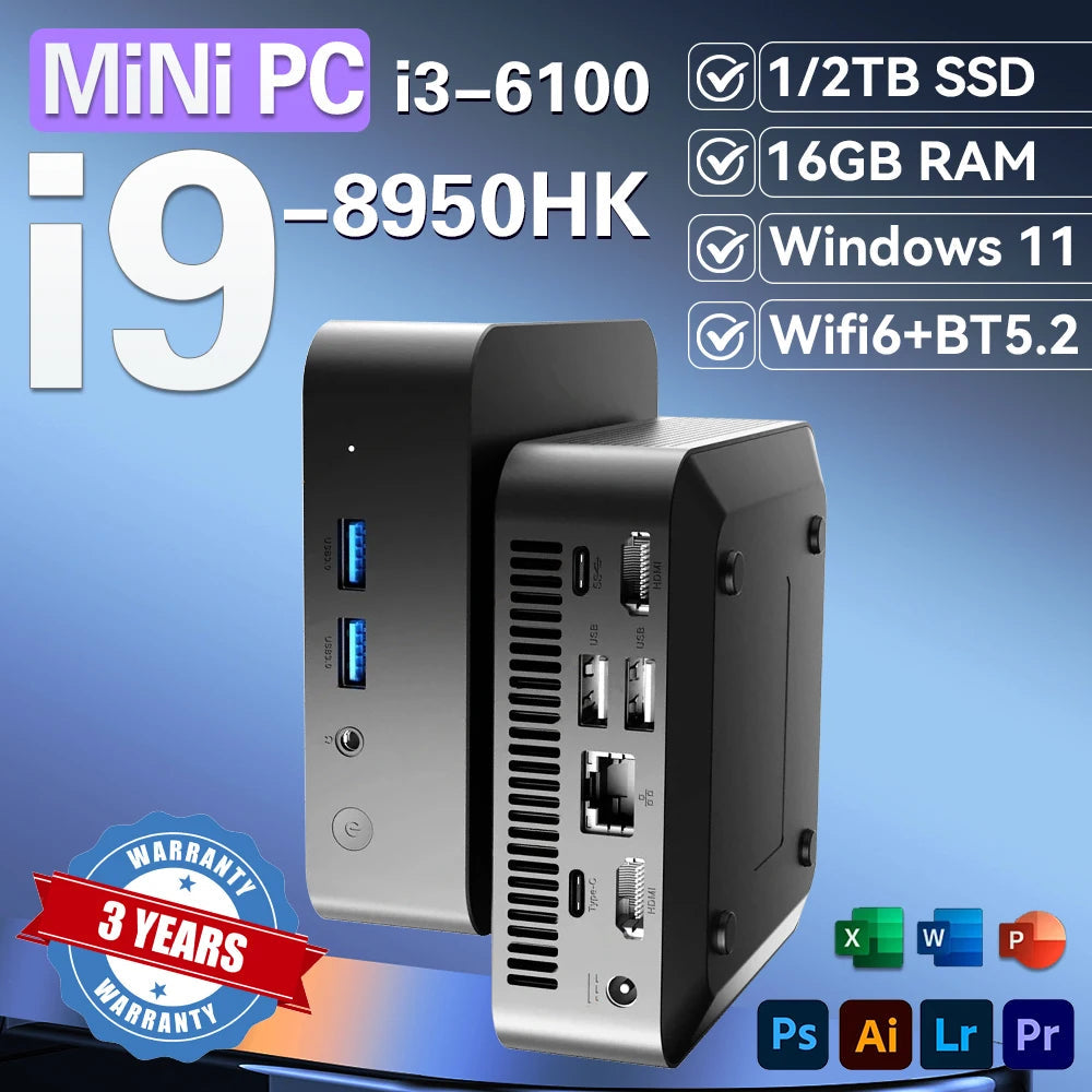 2026 Portable i9 Mini PC Computer Windows 11 Intel Core i9 8950HK 16GB 1TB Gaming Computer Dual-Band WiFi 6-Core Mini Desktop PC FUN GUYS SHOP   FUN GUYS SHOP