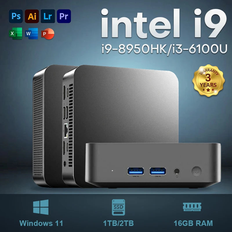 2026 Portable Mini PC Gamer Intel Core i9 8950HK i3 6100 Windows 11 Mini Computer 16GB RAM 512GB 1TB SSD 4K HD Gaming Desktop PC FUN GUYS SHOP   FUN GUYS SHOP