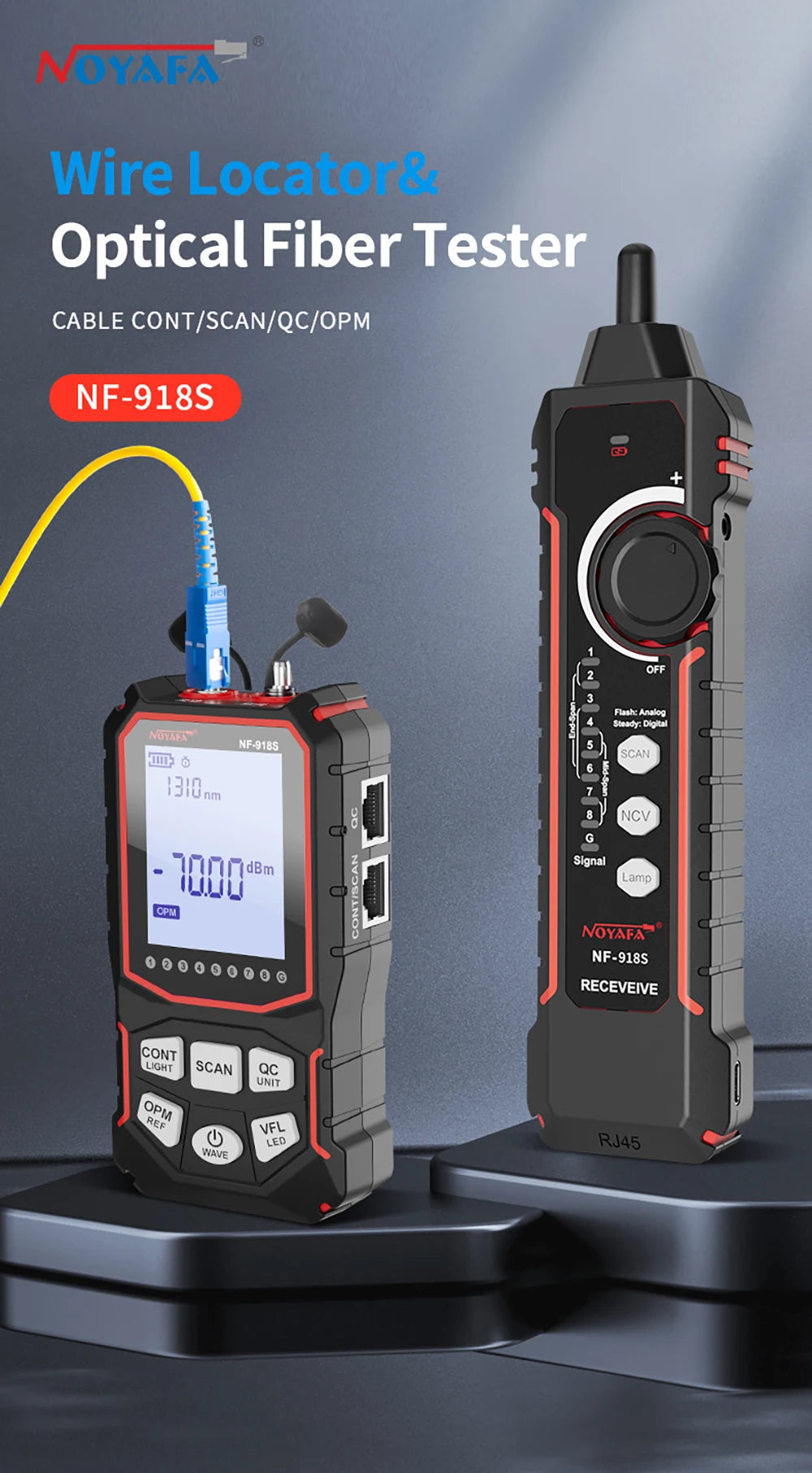 NOYAFA NF-918S Cable Tracker LCD Display Optical Fiber Tester Optical Power Meter Portable Visual Fault Locator Network Tools FUN GUYS SHOP   FUN GUYS SHOP