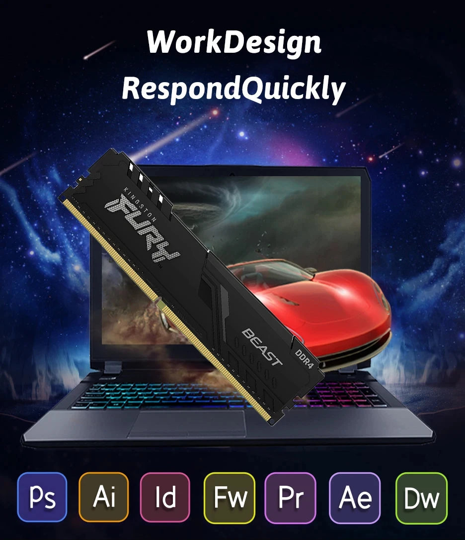 Hyperx FURY Beast DDR4 8GB 16GB 32GB 2400 2666 3200MHz DIMM PC4-23400 25600 28800 DDR4 Desktop Memory Module FUN GUYS SHOP   FUN GUY WORLD