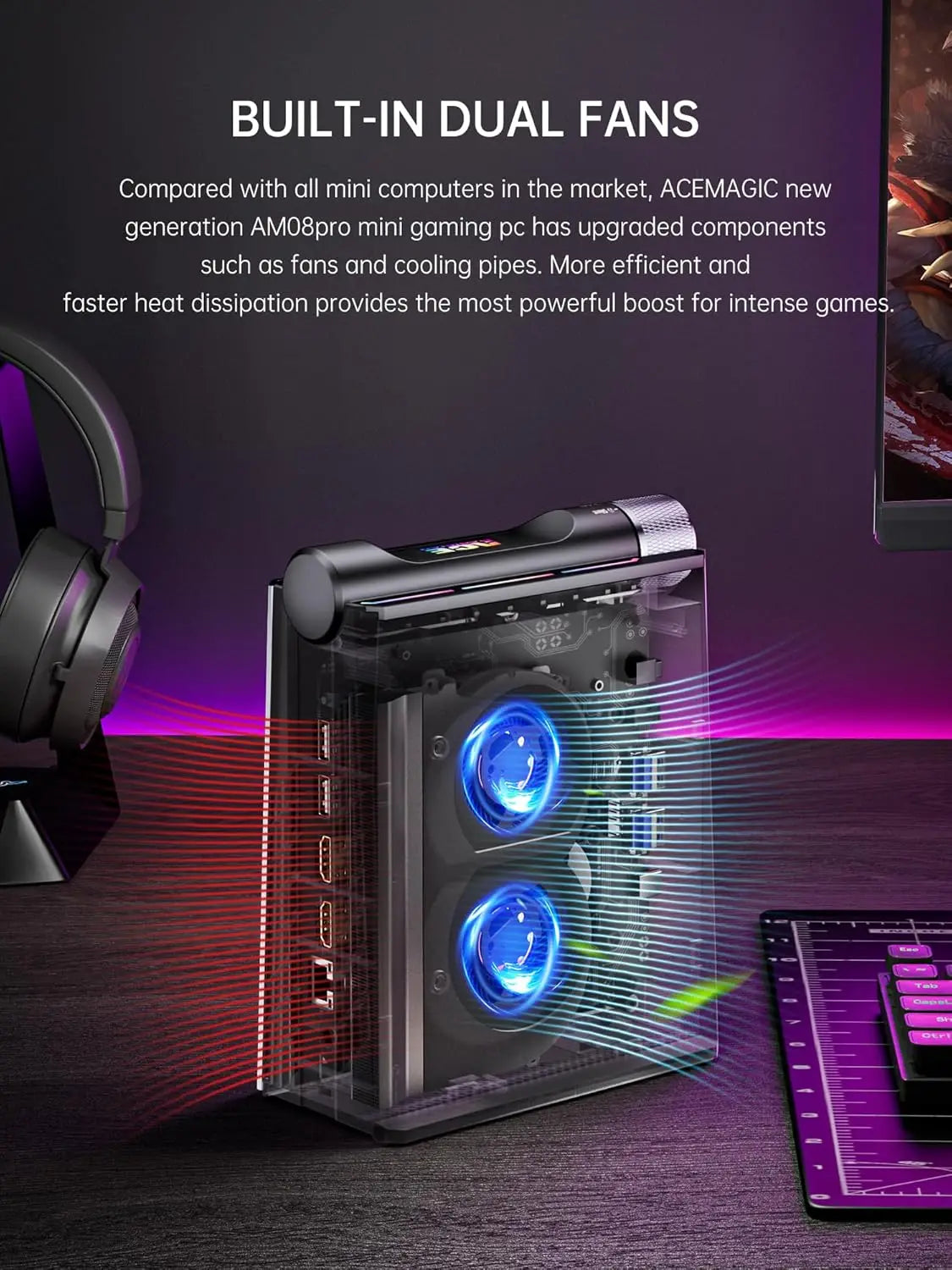 Mini PC AMD Ryzen CPU Windows 11 Pro Mini Computer 6900HX 16GB RAM 512GB SSDWifi6 BT5.2 with RGB lights 4K triple dis ACEMAGIC FUN GUYS SHOP   FUN GUYS SHOP