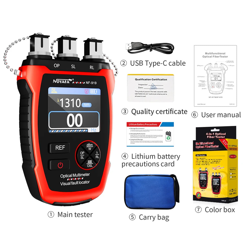 NOYAFA NF-919 Mini Optical Power Meter Visual Fault Locator Network Cable Test OPM/REF -70~+9dbm SC/FC/ST Universal Port FUN GUYS SHOP   FUN GUY WORLD