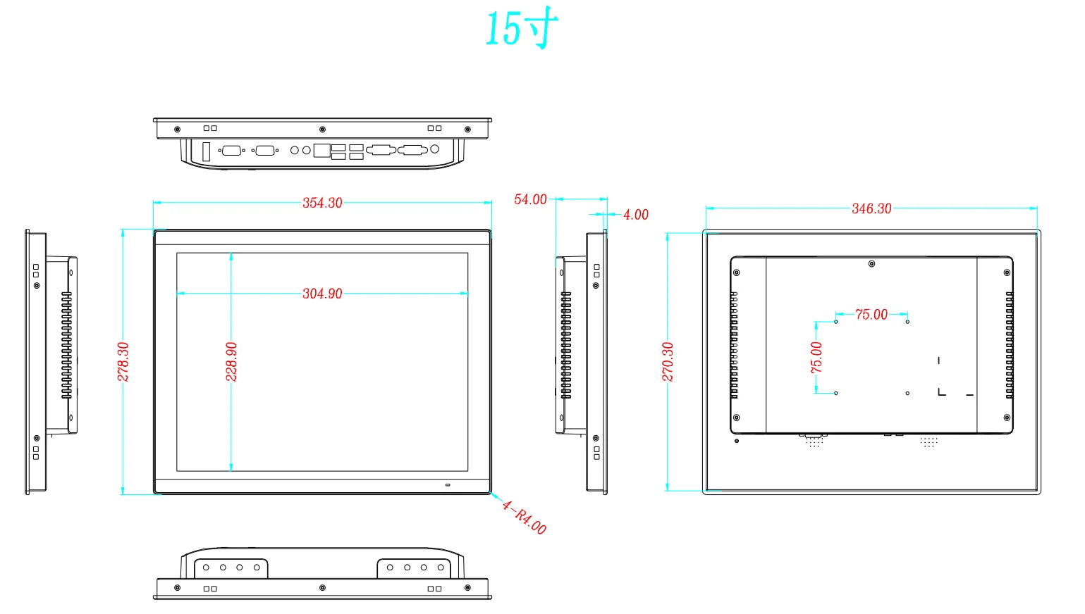 15 Inch LED Industrial Panel PC Imported 5 Wire Resistance Intel J1900 J6412 3th 5th I3 I5 All In One Computer Front Panel IP65 FUN GUYS SHOP   FUN GUY WORLD