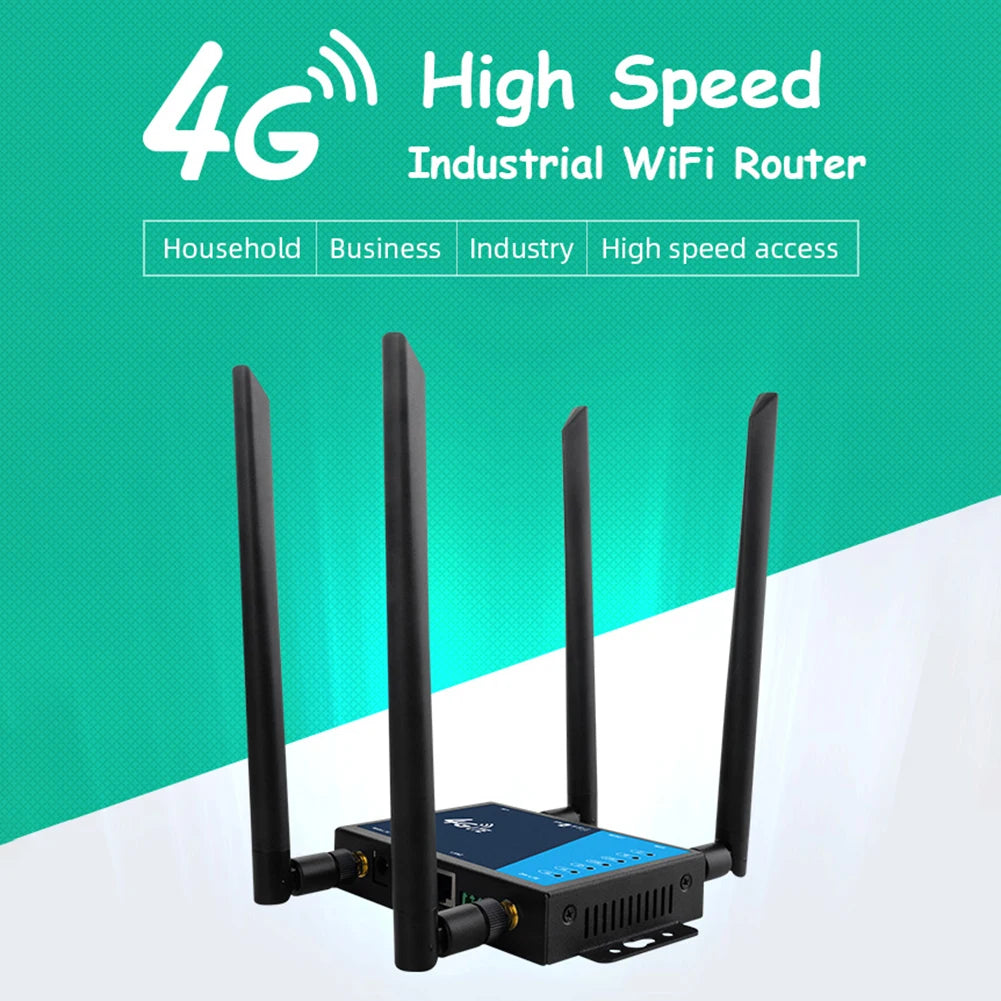4G WiFi Router Industrial Grade 4G Broadband Wireless Router 4G LTE CPE Router With Sim Card Slot Antenna Firewall Protection FUN GUYS SHOP   FUN GUY WORLD