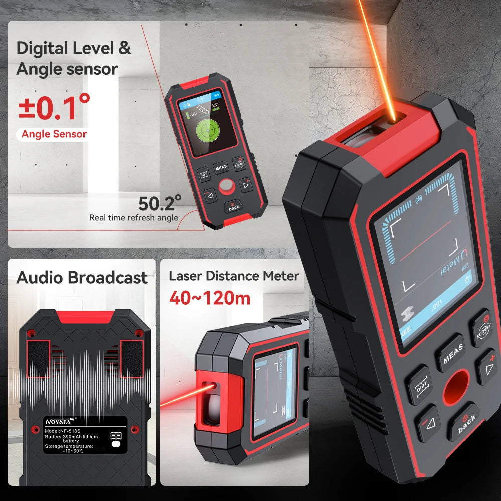 Noyafa NF-518S Metal Detector  Undeground Sturs Wall Scanner AC Wood Finder Cable Wires Tracker Digital Level Laser Rangefinde FUN GUYS SHOP   FUN GUYS SHOP