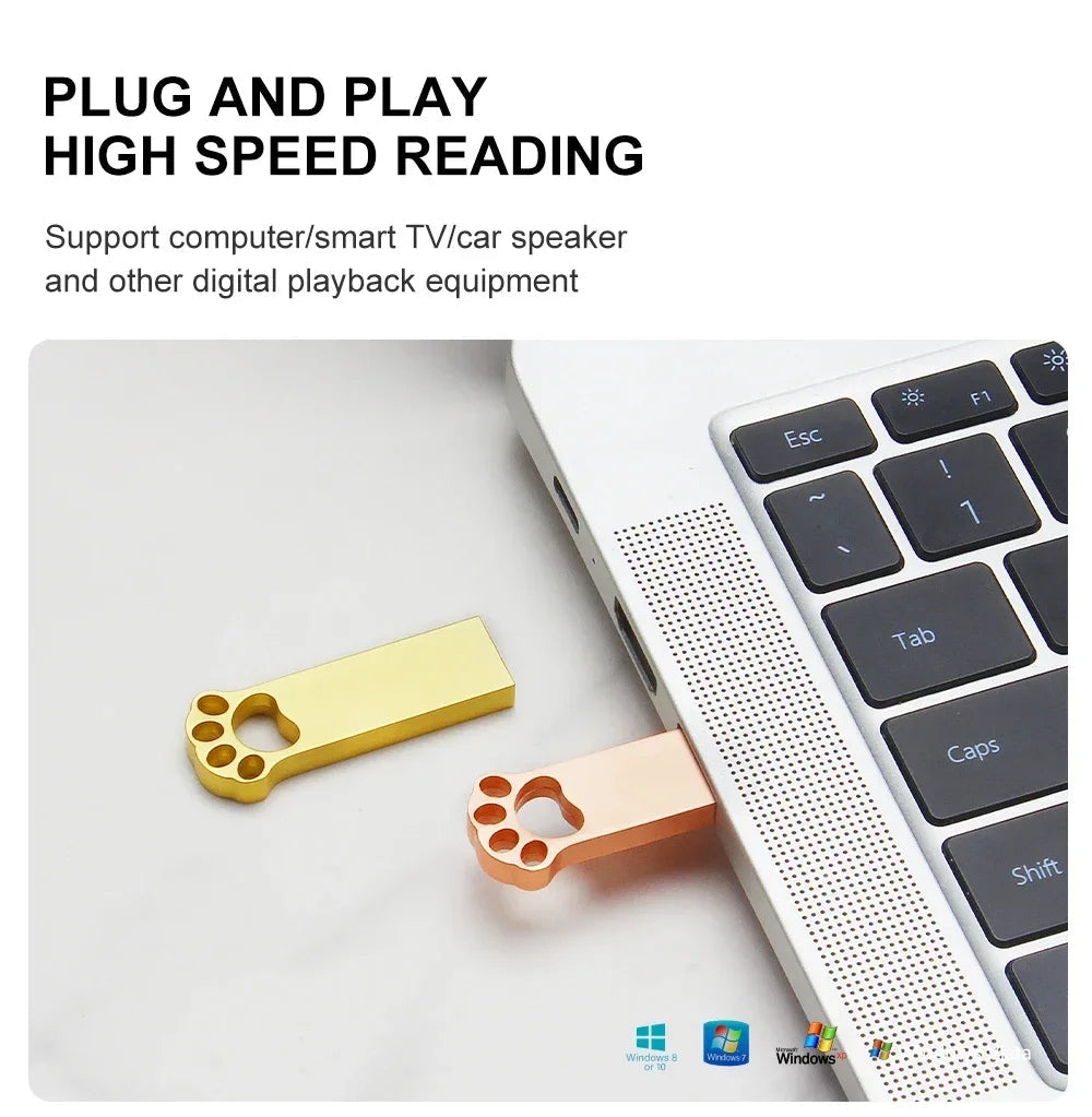 Black Cat's Paw USB Flash Drive 128GB Free Custom Logo Memory Stick 64GB Gold Metal Pen Drive 32GB Free Key Chain U Disk 16GB FUN GUYS SHOP   FUN GUY WORLD