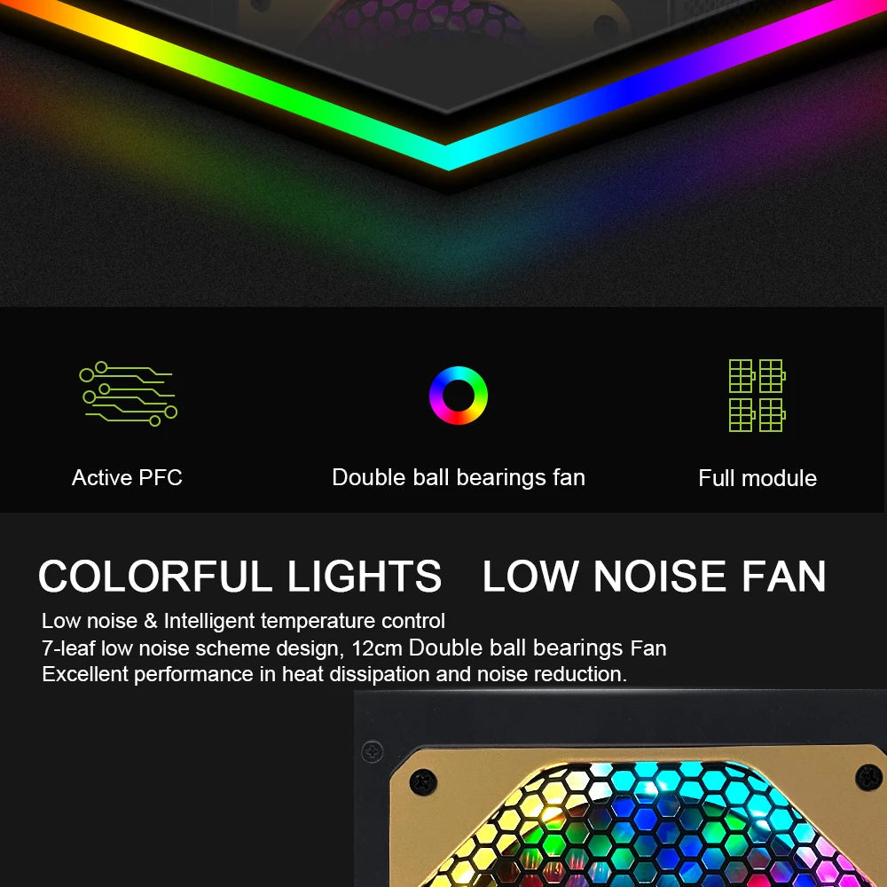 JULONGFENGBAO ATX 850W Full Modular RGB 80Plus Gold 20+4Pin 12V PSU Professional E-Sports Video Game Computer PC Power Supply FUN GUYS SHOP   FUN GUY WORLD