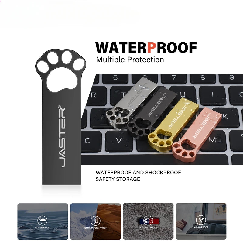 Black Cat's Paw USB Flash Drive 128GB Free Custom Logo Memory Stick 64GB Gold Metal Pen Drive 32GB Free Key Chain U Disk 16GB FUN GUYS SHOP   FUN GUY WORLD