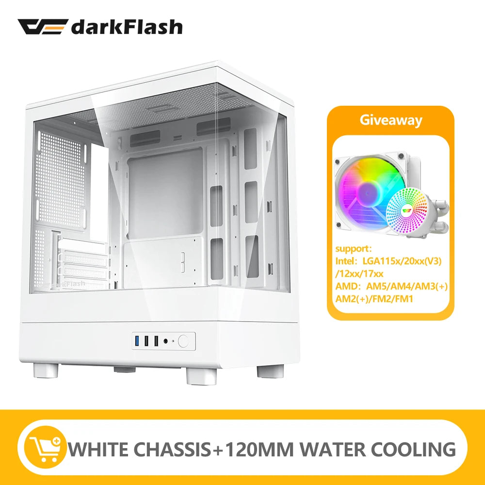 Darkflash DB330M PC Case M-ATX Desktop 270 ° Sea View Room Computer Case USB3.0 Double-Sided Transparent Glass Gamer Cabinet FUN GUYS SHOP   FUN GUY WORLD