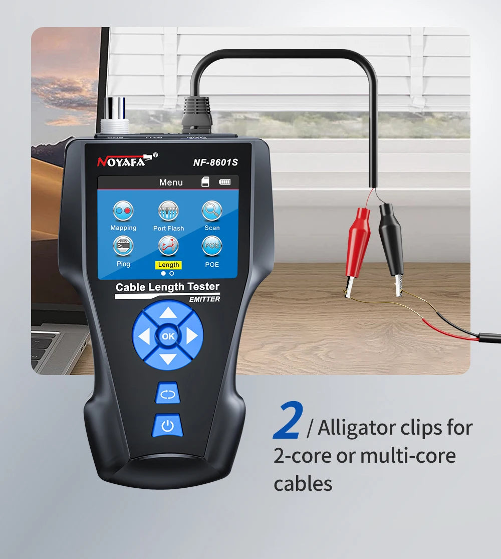 NOYAFA NF-8601S Network Cable Tester Anti-Interference Cable Tracker PING Tester RJ45 RJ11 Measure Length Tester Network Tools FUN GUYS SHOP   FUN GUY WORLD
