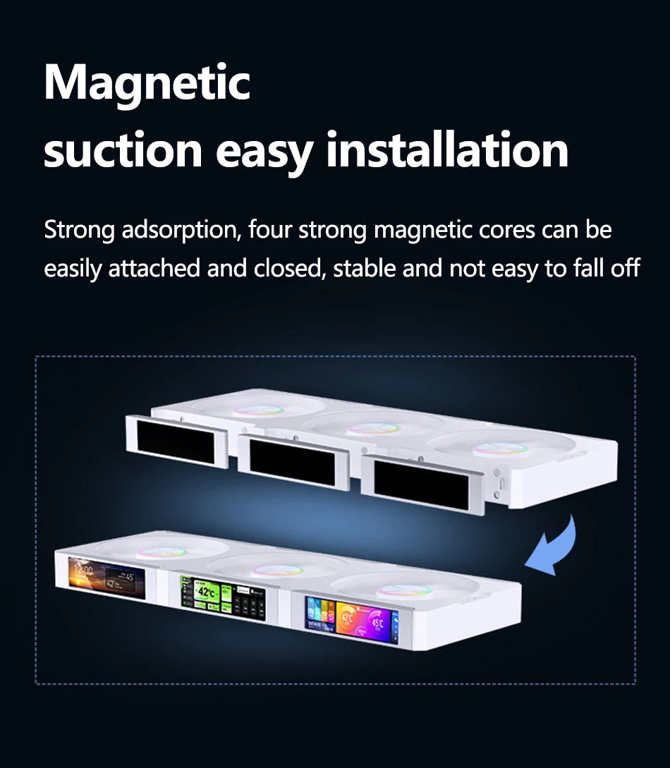 JONSBO ZC-360 Chassis Fan 3 Screen 5V ARGB PWM CPU Cooling Fan Ball Bearing Integrated Fan Magnetic Suction 3.38 Inch Case Fan FUN GUYS SHOP   FUN GUY WORLD