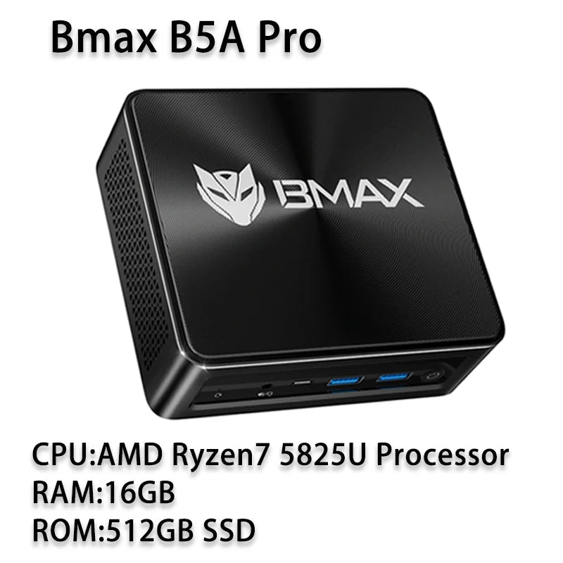 BMAX B5APRO Mini PC AMD Ryzen7 5825U 8 Cores Processor Up to 4.5GHz 16GB DDR4 RAM 512GB NVMe SSD 2.4/5GHz WiFi Bluetooth 5.0 FUN GUYS SHOP   FUN GUYS SHOP