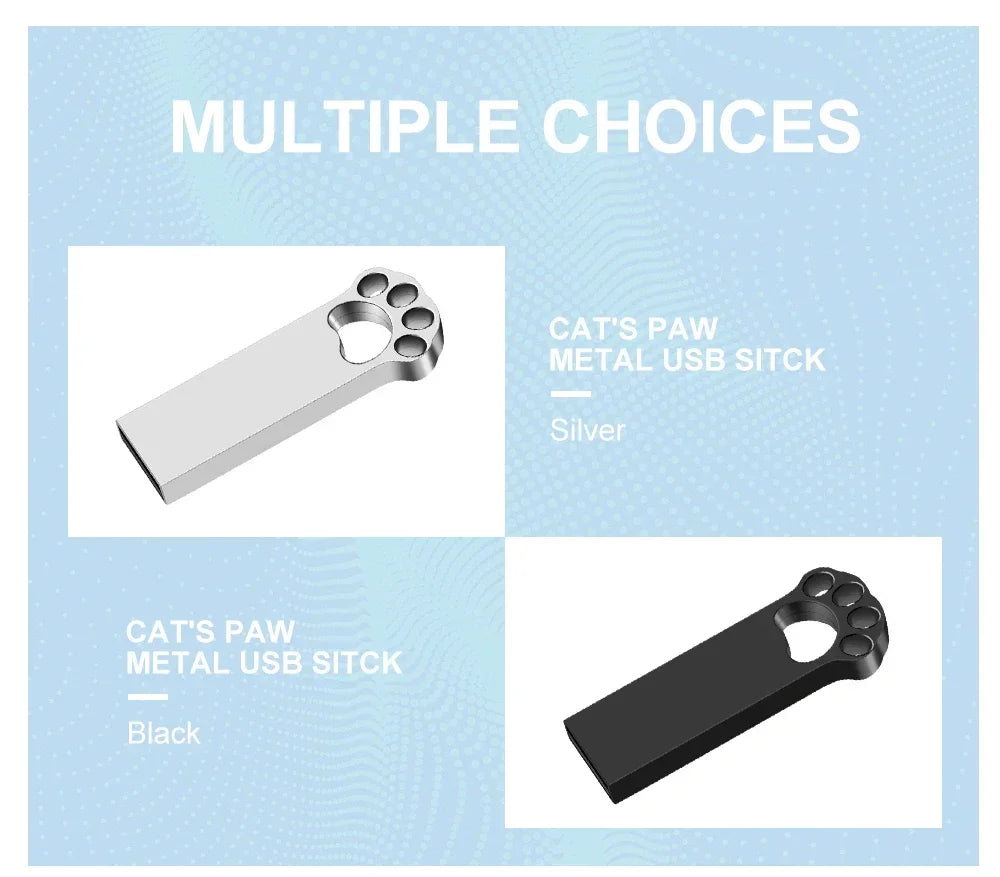 Black Cat's Paw USB Flash Drive 128GB Free Custom Logo Memory Stick 64GB Gold Metal Pen Drive 32GB Free Key Chain U Disk 16GB FUN GUYS SHOP   FUN GUY WORLD