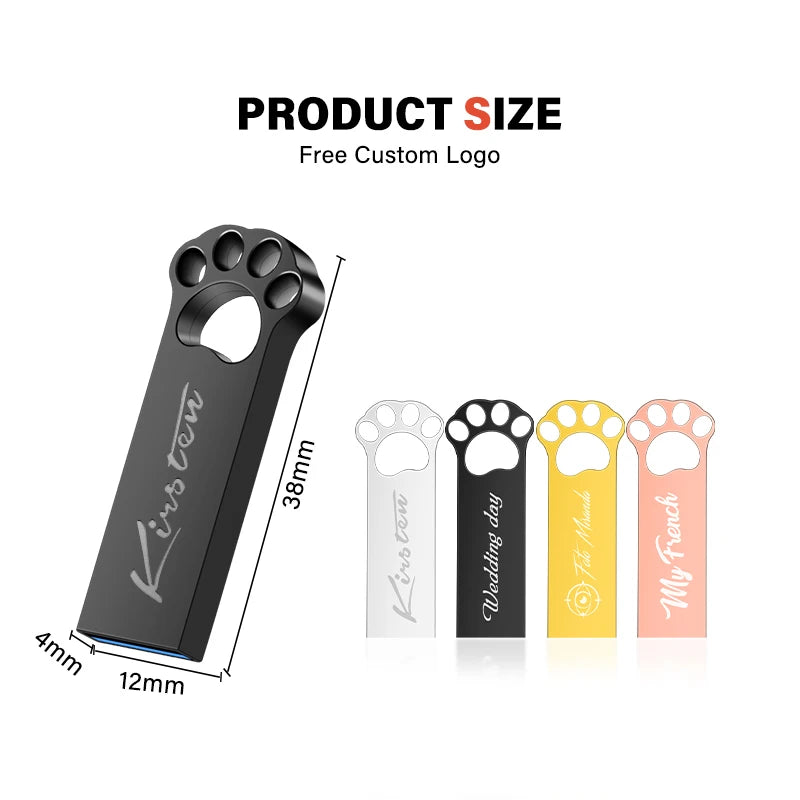 Black Cat's Paw USB Flash Drive 128GB Free Custom Logo Memory Stick 64GB Gold Metal Pen Drive 32GB Free Key Chain U Disk 16GB FUN GUYS SHOP   FUN GUY WORLD