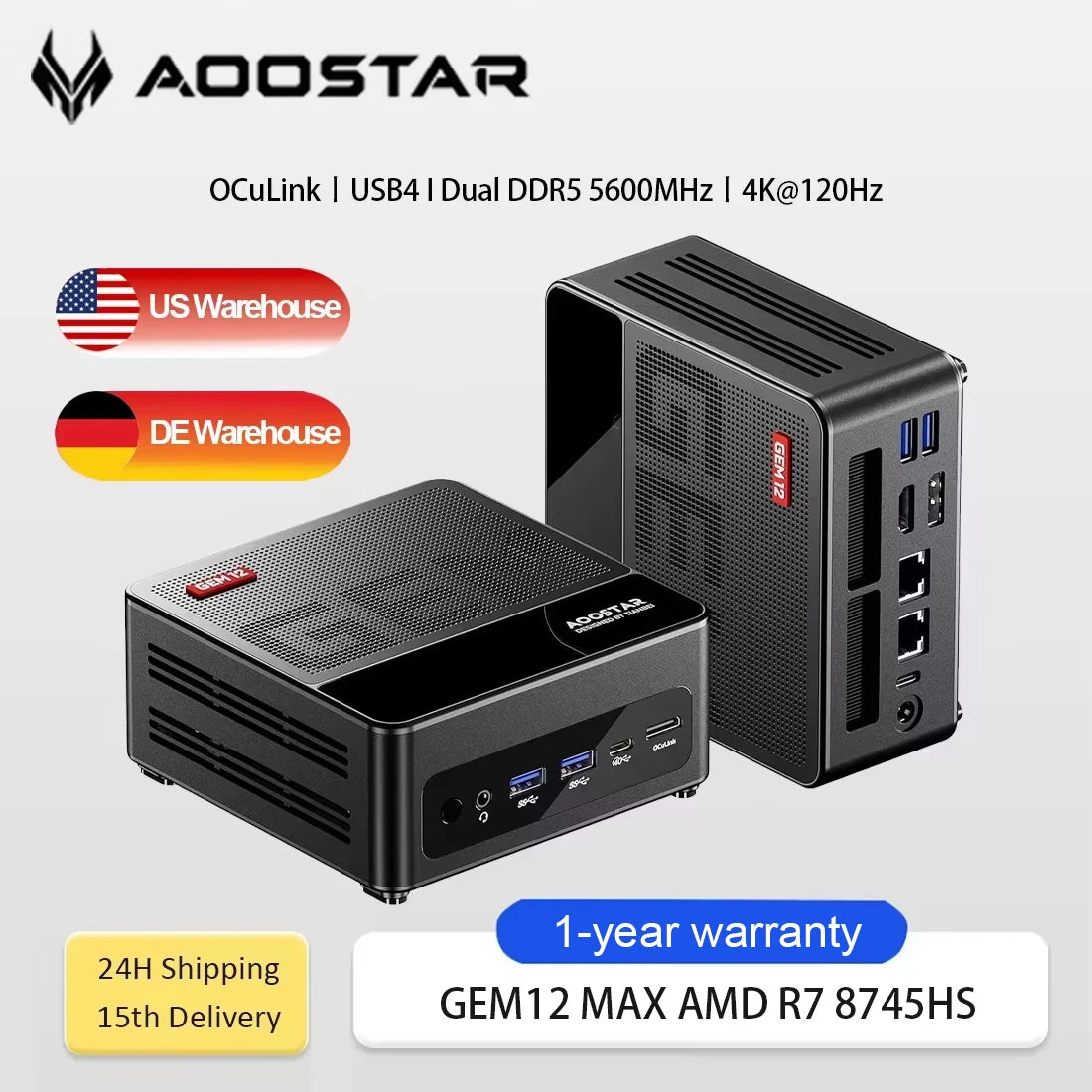 AOOSATR GEM12 Max Gaming Mini PC AMD Ryzen 7 8745HS High Performance USB4 OCuLink DDR5 5600MHz Wi-Fi 6 4K@120Hz Desktop Mini PC FUN GUYS SHOP   FUN GUYS SHOP