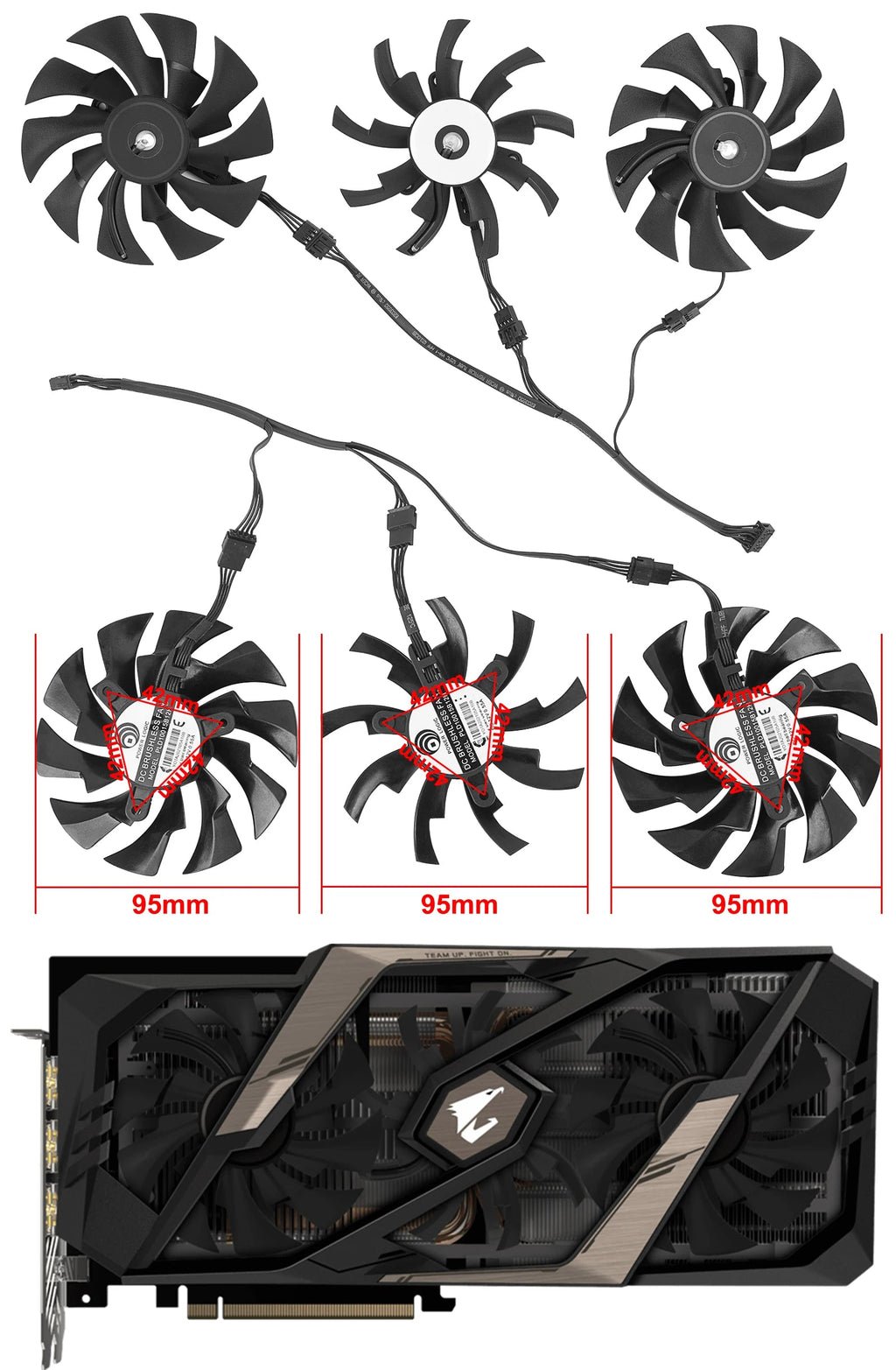 New Original 95MM PLD10015B12H Cooling Fan Replacment For Gigabyte AORUS GeForce RTX 2060 2070 2080 Ti SUPER 8G Graphics Card FUN GUYS SHOP   FUN GUY WORLD