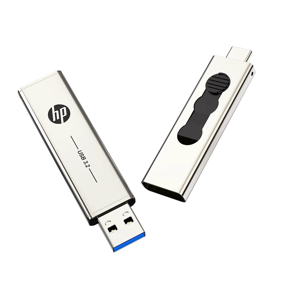 HP Metal Flash Drive USB3.2 Pendrive 32GB 64GB 128GB 256GB Type-C High Speed Memory Stick Rotating USB Stick For PC Cars Car FUN GUYS SHOP   FUN GUYS SHOP