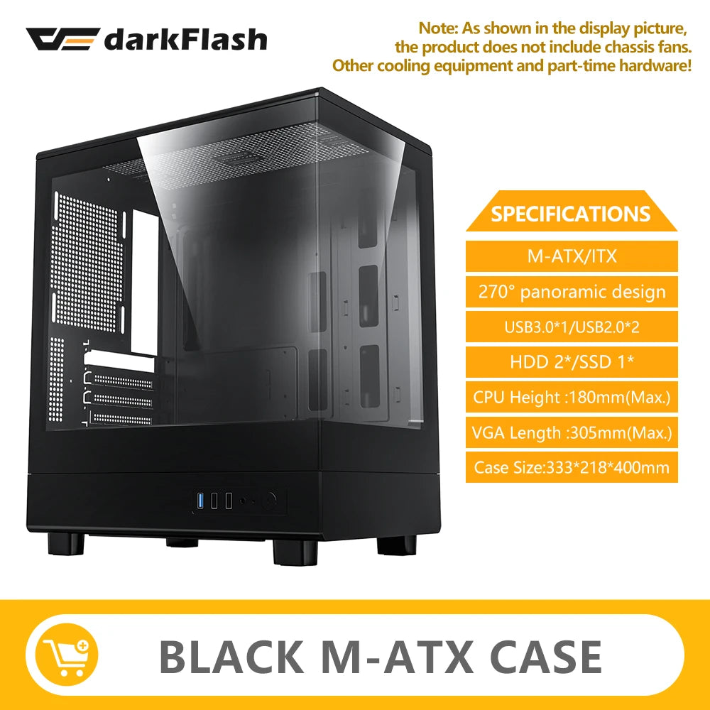 Darkflash DB330M PC Case M-ATX Desktop 270 ° Sea View Room Computer Case USB3.0 Double-Sided Transparent Glass Gamer Cabinet FUN GUYS SHOP   FUN GUY WORLD