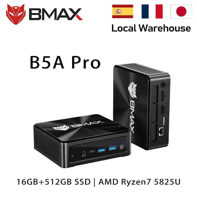 BMAX B5A Pro Mini PC | AMD Ryzen 7 5825U/5700U | Radeon Graphics | 16GB+512GB | Win11 Pro | 4K@60Hz | USB4 | Ultra-Slim FUN GUYS SHOP   FUN GUYS SHOP