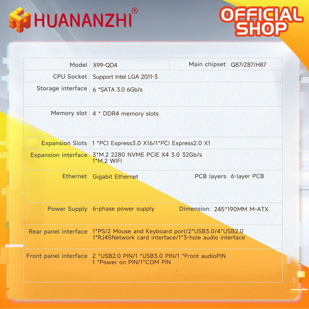 HUANANZHI X99 QD4 LGA 2011-3 XEON X99 Motherboard With Intel XEON E5 2667 V4 With 2*16G DDR4 ECC Memory Combo Kit Set NVME FUN GUYS SHOP   FUN GUY WORLD