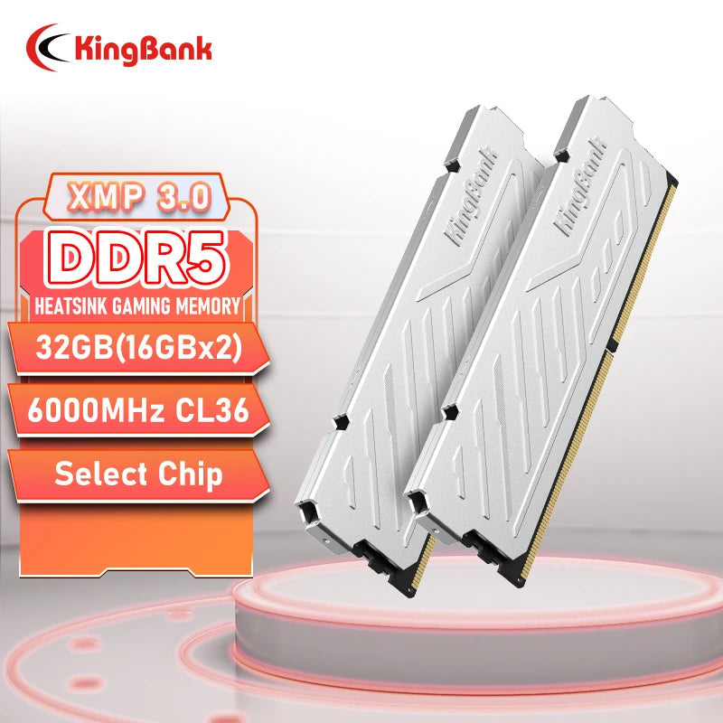 KingBank Silver DDR5 RAM 32GB Kit (2x16GB) 6000MHz Overclocking Desktop Gaming Memory Intel XMP 3.0 & AMD Expo Compatible FUN GUYS SHOP   FUN GUY WORLD