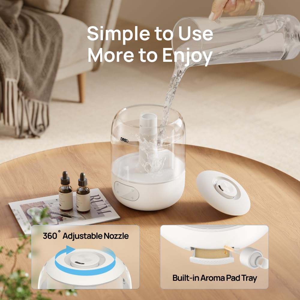 DREO Humidifiers for Bedroom, 3L Top Fill 30H & 26dB Quiet Runtime for Large Room, Cool Mist Ultrasonic Humidifier with Humidity Sensor, Night Light for Home, Baby, Nursery, Plants, 360° Nozzle, Black - FUN GUY WORLD FUN GUY WORLD FUN GUY WORLD B0DG8YPRF2 B0DG8YPRF2 Snow White DREO Humidifiers for Bedroom, 3L Top Fill 30H & 26dB Quiet Runtime for Large Room, Cool Mist Ultrasonic Humidifier with Humidity Sensor, Night Light for Home, Baby, Nursery, Plants, 360° Nozzle, Black FUN GUY WORLD FUN GUY