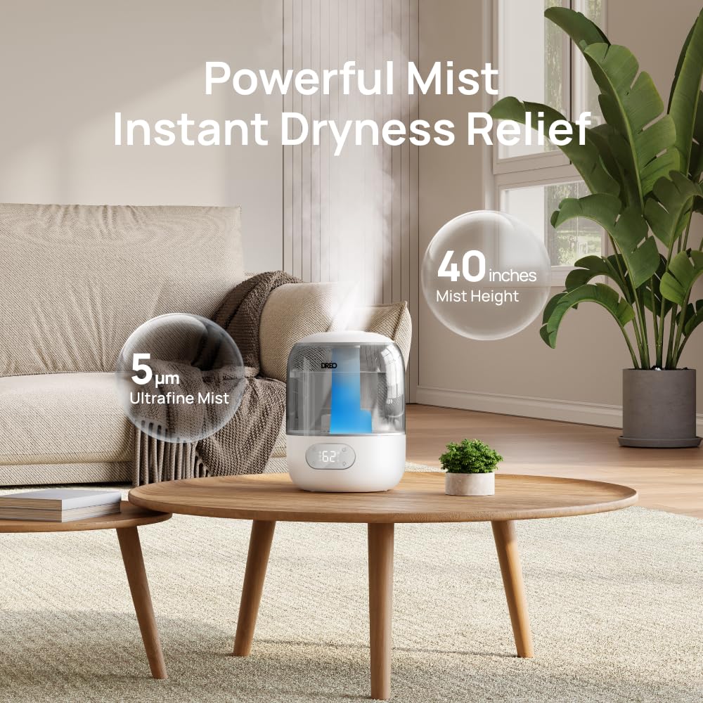 DREO Humidifiers for Bedroom, 3L Top Fill 30H & 26dB Quiet Runtime for Large Room, Cool Mist Ultrasonic Humidifier with Humidity Sensor, Night Light for Home, Baby, Nursery, Plants, 360° Nozzle, Black - FUN GUY WORLD FUN GUY WORLD FUN GUY WORLD B0DG8YPRF2 B0DG8YPRF2 Snow White DREO Humidifiers for Bedroom, 3L Top Fill 30H & 26dB Quiet Runtime for Large Room, Cool Mist Ultrasonic Humidifier with Humidity Sensor, Night Light for Home, Baby, Nursery, Plants, 360° Nozzle, Black FUN GUY WORLD FUN GUY