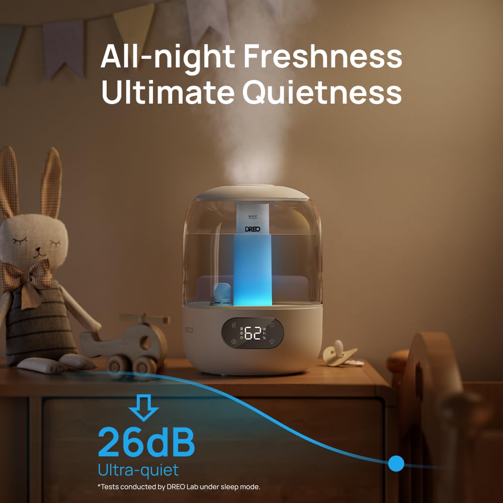 DREO Humidifiers for Bedroom, 3L Top Fill 30H & 26dB Quiet Runtime for Large Room, Cool Mist Ultrasonic Humidifier with Humidity Sensor, Night Light for Home, Baby, Nursery, Plants, 360° Nozzle, Black - FUN GUY WORLD FUN GUY WORLD FUN GUY WORLD B0DG8YPRF2 B0DG8YPRF2 Snow White DREO Humidifiers for Bedroom, 3L Top Fill 30H & 26dB Quiet Runtime for Large Room, Cool Mist Ultrasonic Humidifier with Humidity Sensor, Night Light for Home, Baby, Nursery, Plants, 360° Nozzle, Black FUN GUY WORLD FUN GUY