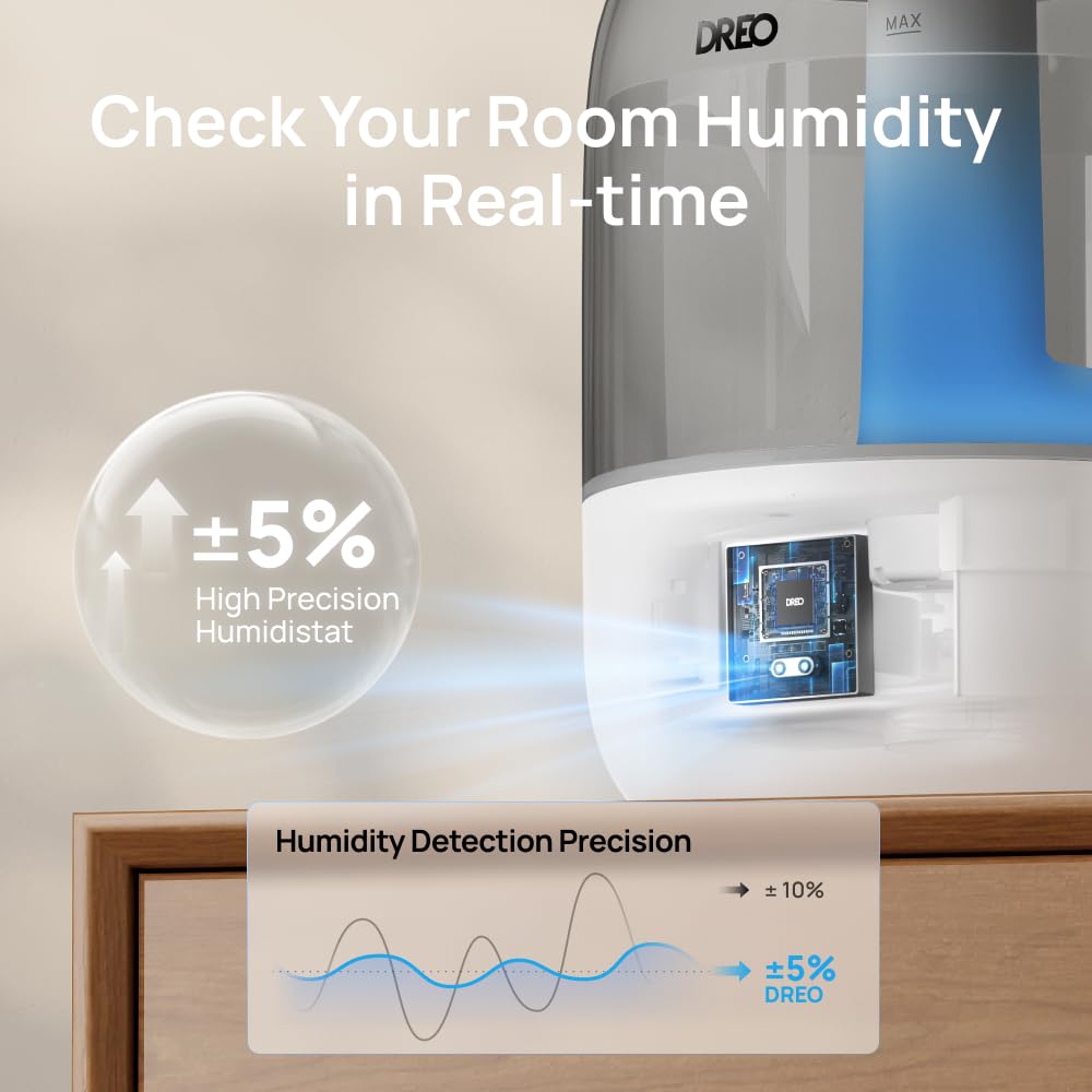 DREO Humidifiers for Bedroom, 3L Top Fill 30H & 26dB Quiet Runtime for Large Room, Cool Mist Ultrasonic Humidifier with Humidity Sensor, Night Light for Home, Baby, Nursery, Plants, 360° Nozzle, Black - FUN GUY WORLD FUN GUY WORLD FUN GUY WORLD B0DG8YPRF2 B0DG8YPRF2 Snow White DREO Humidifiers for Bedroom, 3L Top Fill 30H & 26dB Quiet Runtime for Large Room, Cool Mist Ultrasonic Humidifier with Humidity Sensor, Night Light for Home, Baby, Nursery, Plants, 360° Nozzle, Black FUN GUY WORLD FUN GUY