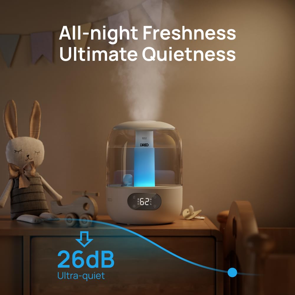 DREO Humidifiers for Bedroom, 3L Top Fill 30H & 26dB Quiet Runtime for Large Room, Cool Mist Ultrasonic Humidifier with Humidity Sensor, Night Light for Home, Baby, Nursery, Plants, 360° Nozzle, Black - FUN GUY WORLD FUN GUY WORLD FUN GUY WORLD B0DG8YPRF2 B0DG8YPRF2 Snow White DREO Humidifiers for Bedroom, 3L Top Fill 30H & 26dB Quiet Runtime for Large Room, Cool Mist Ultrasonic Humidifier with Humidity Sensor, Night Light for Home, Baby, Nursery, Plants, 360° Nozzle, Black FUN GUY WORLD FUN GUY