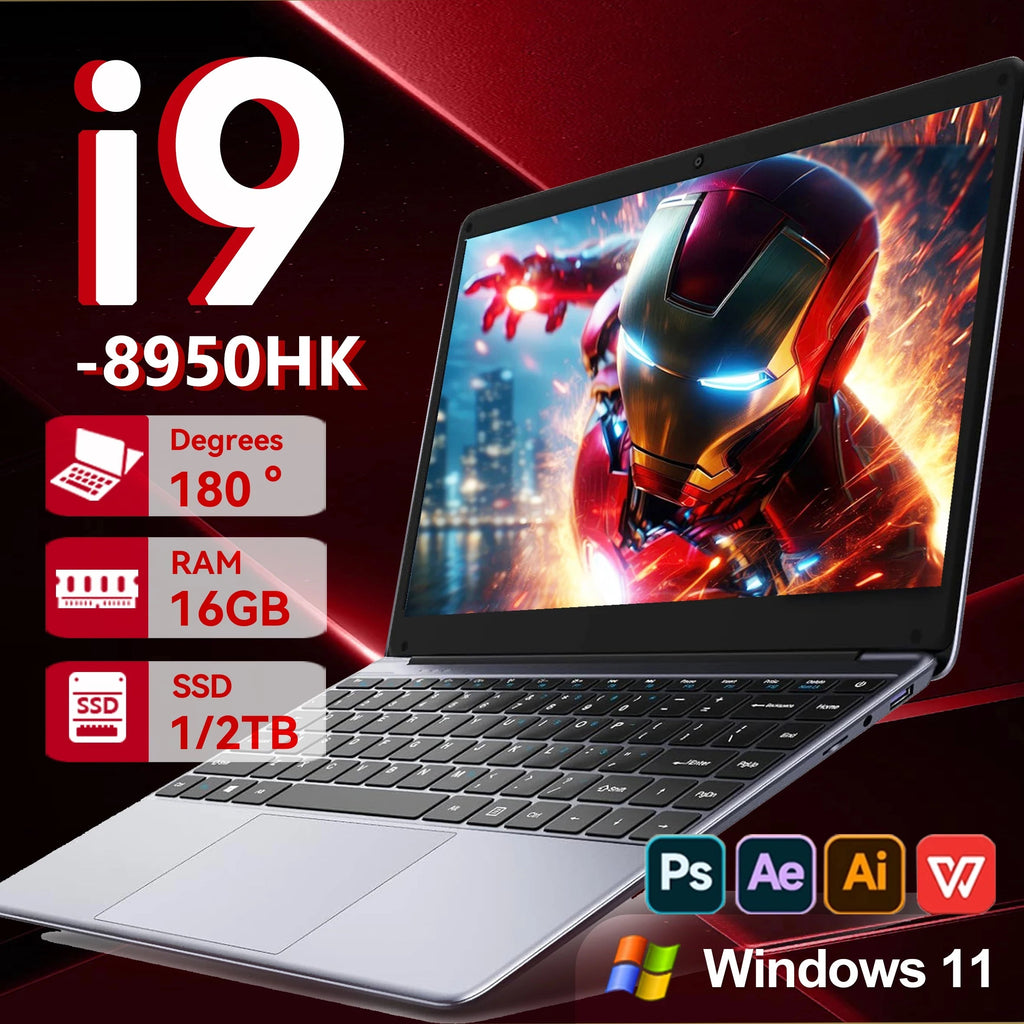 Intel Core i9 8950HK Windows 11 14.1 Inch i9 Gaming Laptop Computer PC Gamer 16GB RAM 1TB 2TB SSD Notebook Office Study Computer - FUN GUY WORLD FUN GUYS SHOP FUN GUY WORLD 14:193;200000605:416GB DDR4 1TB SSD  black 16GB DDR4 1TB SSD Intel Core i9 8950HK Windows 11 14.1 Inch i9 Gaming Laptop Computer PC Gamer 16GB RAM 1TB 2TB SSD Notebook Office Study Computer FUN GUYS SHOP FUN GUY WORLD
