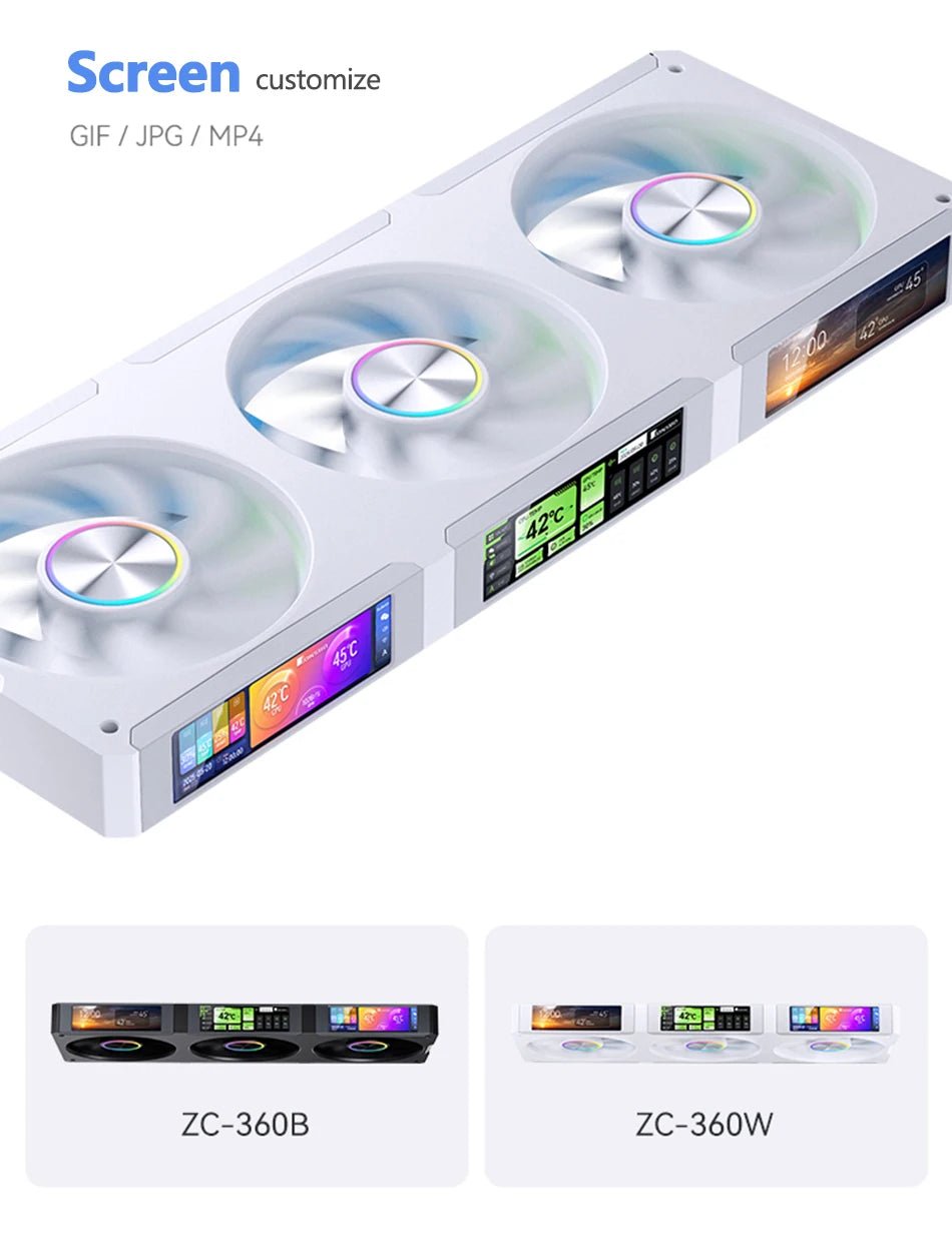 JONSBO ZC - 360 Chassis Fan 3 Screen 5V ARGB PWM CPU Cooling Fan Ball Bearing Integrated Fan Magnetic Suction 3.38 Inch Case Fan - FUN GUY WORLD FUN GUYS SHOP FUN GUY WORLD 14:29ZC-360W;200000544:4;272514294:151425550  ZC - 360W Other A - RGB JONSBO ZC - 360 Chassis Fan 3 Screen 5V ARGB PWM CPU Cooling Fan Ball Bearing Integrated Fan Magnetic Suction 3.38 Inch Case Fan FUN GUYS SHOP FUN GUY WORLD