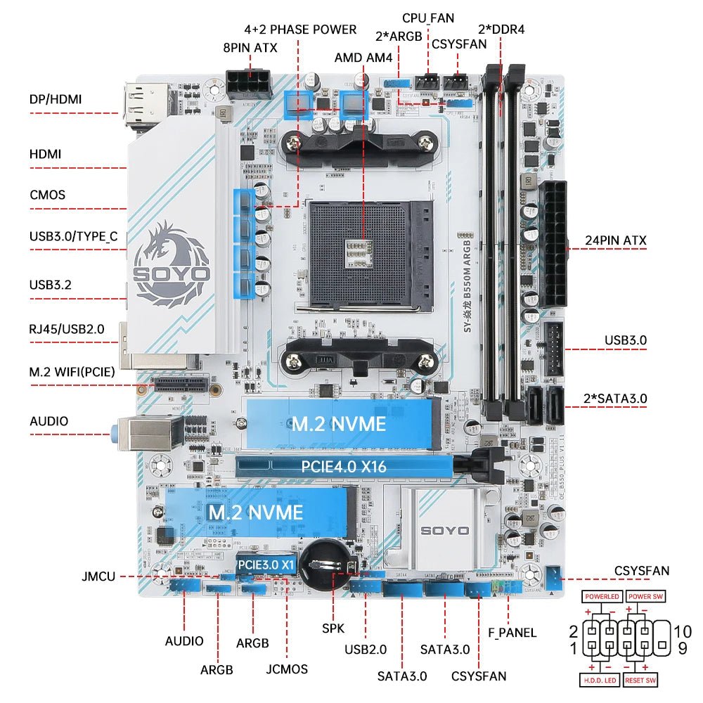 SOYO AMD B550M Gaming Motherboard USB3.1 M.2 Nvme Sata3 DDR4 Dual Channel Supports RYZEN R3 R5 R7 3000 4000 5000 CPU AM4 Socket - FUN GUY WORLD FUN GUYS SHOP FUN GUY WORLD 200000828:22814028046  Motherboard+CPU SOYO AMD B550M Gaming Motherboard USB3.1 M.2 Nvme Sata3 DDR4 Dual Channel Supports RYZEN R3 R5 R7 3000 4000 5000 CPU AM4 Socket FUN GUYS SHOP FUN GUY WORLD