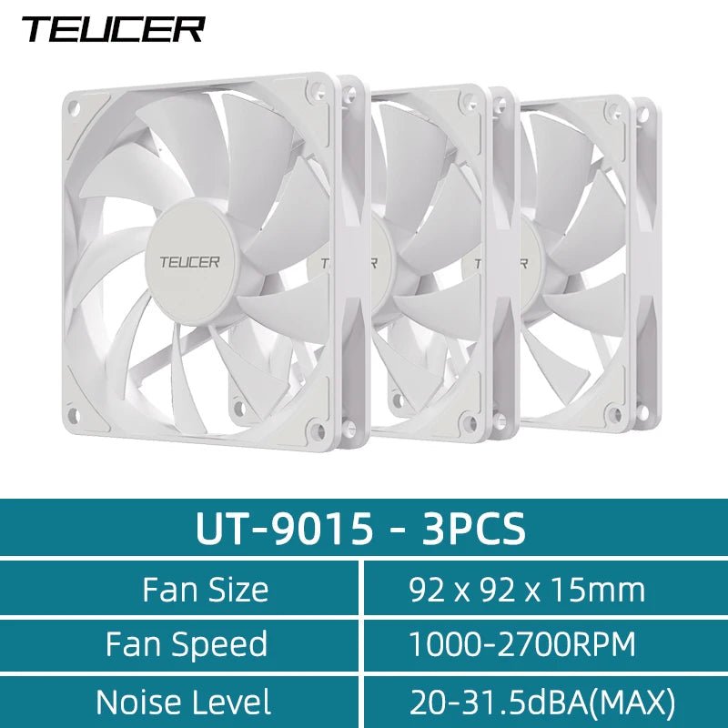 TEUCER UT - 9015 12V PWM 4Pin Hydraulic Bearing Thin PC Fan 1200 - 3000RPM for CPU Cooling, Ultra - Thin Design - FUN GUY WORLD FUN GUYS SHOP FUN GUY WORLD 14:175White-3PCS;200000544:193As shown;272514294:13963948861  White - 3PCS As shown NO RGB TEUCER UT - 9015 12V PWM 4Pin Hydraulic Bearing Thin PC Fan 1200 - 3000RPM for CPU Cooling, Ultra - Thin Design FUN GUYS SHOP FUN GUY WORLD