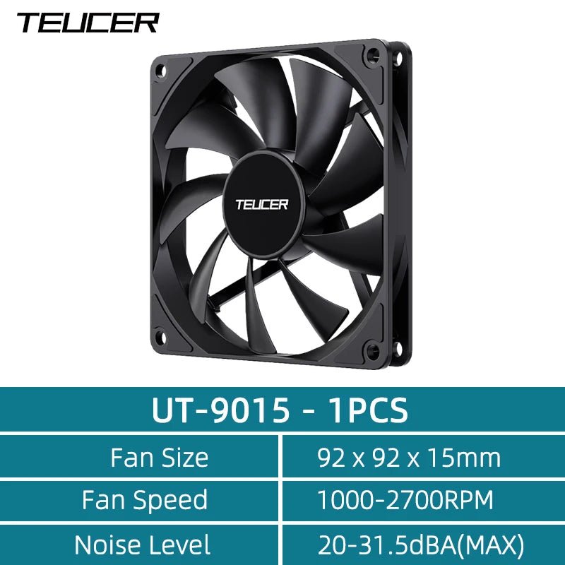 TEUCER UT - 9015 12V PWM 4Pin Hydraulic Bearing Thin PC Fan 1200 - 3000RPM for CPU Cooling, Ultra - Thin Design - FUN GUY WORLD FUN GUYS SHOP FUN GUY WORLD 14:366103Black-1PCS;200000544:193As shown;272514294:13963948861  Black - 1PCS As shown NO RGB TEUCER UT - 9015 12V PWM 4Pin Hydraulic Bearing Thin PC Fan 1200 - 3000RPM for CPU Cooling, Ultra - Thin Design FUN GUYS SHOP FUN GUY WORLD