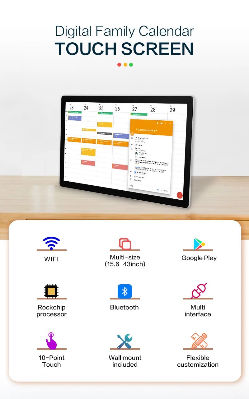 TouchWo 15.6 - 43 Inch Touchscreen Digital Calendar & Chore Chart, Smart Electronic Calendar for Work & Family Schedule - FUN GUYS SHOP FUN GUYS SHOP FUN GUYS SHOP 200000605:4;200007763:201336100;272:175Android 11 2G-16G;5:5703653923.8 inch  23.8 inch Android 11 2G - 16G Other|China Mainland TouchWo 15.6 - 43 Inch Touchscreen Digital Calendar & Chore Chart, Smart Electronic Calendar for Work & Family Schedule