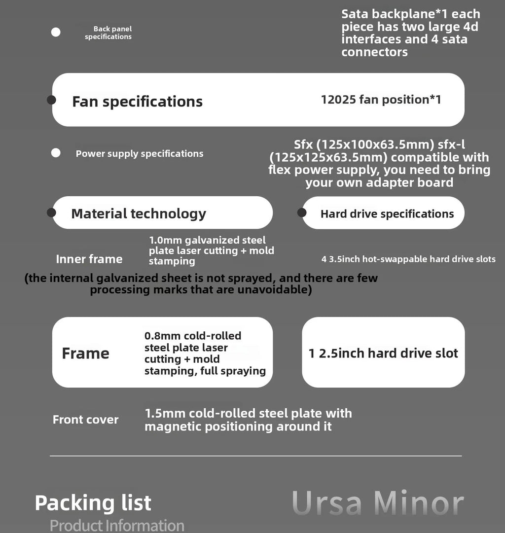 Ursa Minor 4 - bay NAS Chassis SFX Power Supply ITX Motherboard,9.9L Ultra - compact Size, 70mm Heat Sink - FUN GUY WORLD FUN GUYS SHOP FUN GUY WORLD 14:350853A Chassis White  A Chassis White Ursa Minor 4 - bay NAS Chassis SFX Power Supply ITX Motherboard,9.9L Ultra - compact Size, 70mm Heat Sink FUN GUYS SHOP FUN GUY WORLD