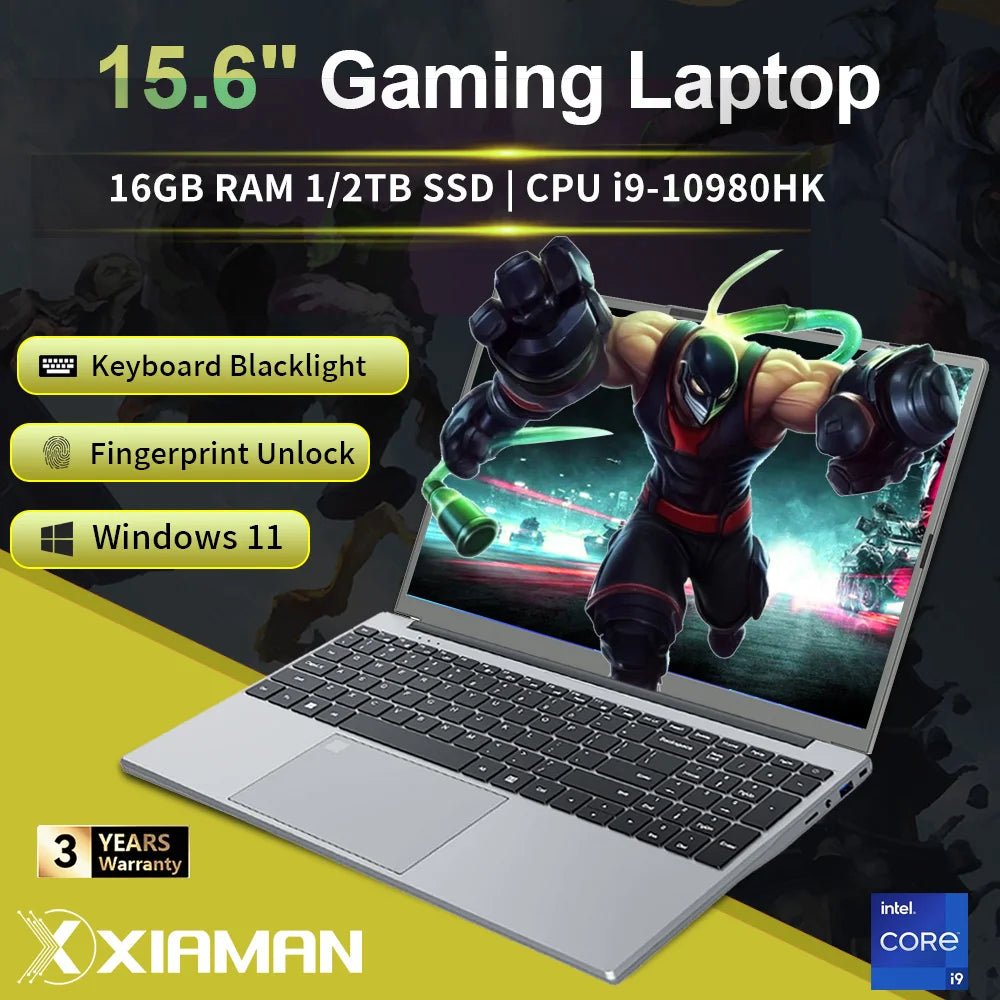 Xiaman 15.6" Gaming Laptop intel Core i9 10980HK Fingerprint Laptop Computer 16GB RAM 1TB SSD Windows 11 Pro Notebook PC Gamer - FUN GUY WORLD FUN GUYS SHOP FUN GUY WORLD 200000567:24399264077Intel Core i9;200000605:20000454916GB RAM 2TB SSD  Intel Core i9 16GB RAM 2TB SSD Xiaman 15.6" Gaming Laptop intel Core i9 10980HK Fingerprint Laptop Computer 16GB RAM 1TB SSD Windows 11 Pro Notebook PC Gamer FUN GUYS SHOP FUN GUY WORLD