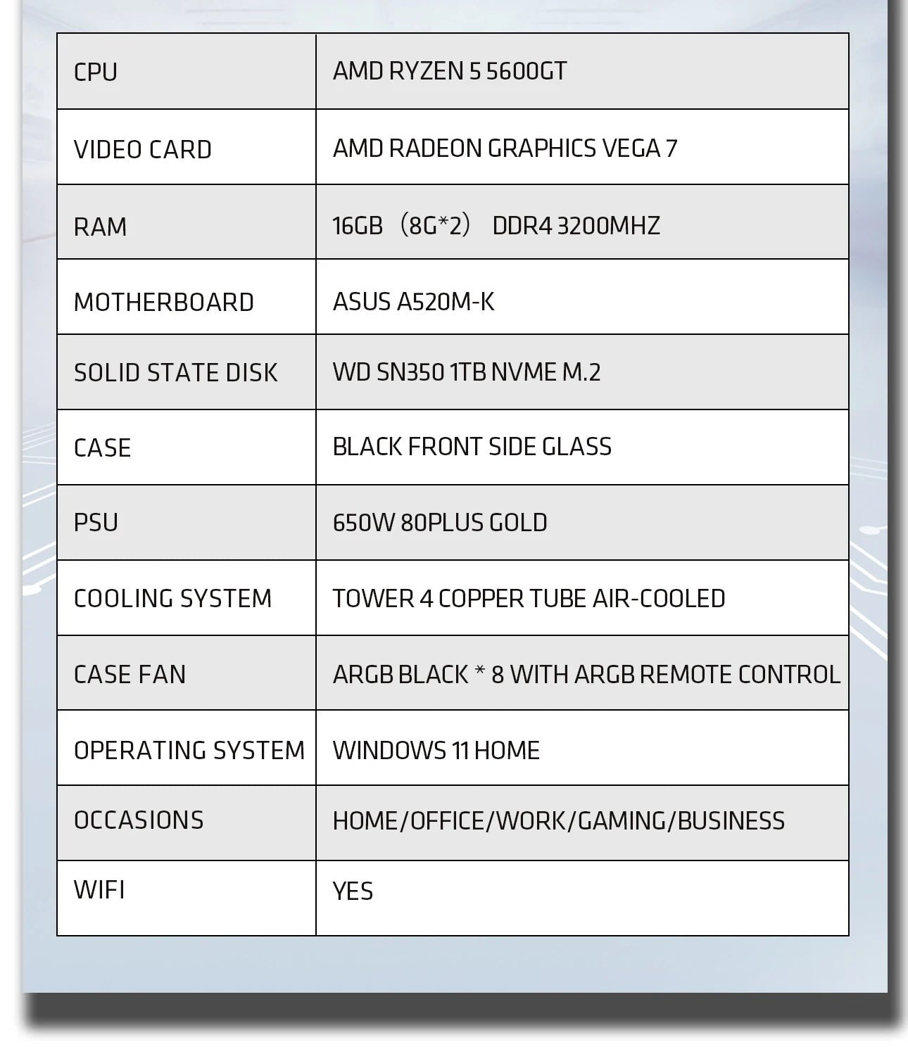 YEAH MAGIC Gaming Desktop AMD Ryzen 5 5600GT 3.9GHz 16GB(8G*2) DDR4 3200 1T NVME SSD ARGB 7 Fans Win 11 Home Gamer Desktop PC - FUN GUY WORLD FUN GUYS SHOP FUN GUY WORLD 200007763:201336106  United States YEAH MAGIC Gaming Desktop AMD Ryzen 5 5600GT 3.9GHz 16GB(8G*2) DDR4 3200 1T NVME SSD ARGB 7 Fans Win 11 Home Gamer Desktop PC FUN GUYS SHOP FUN GUY WORLD