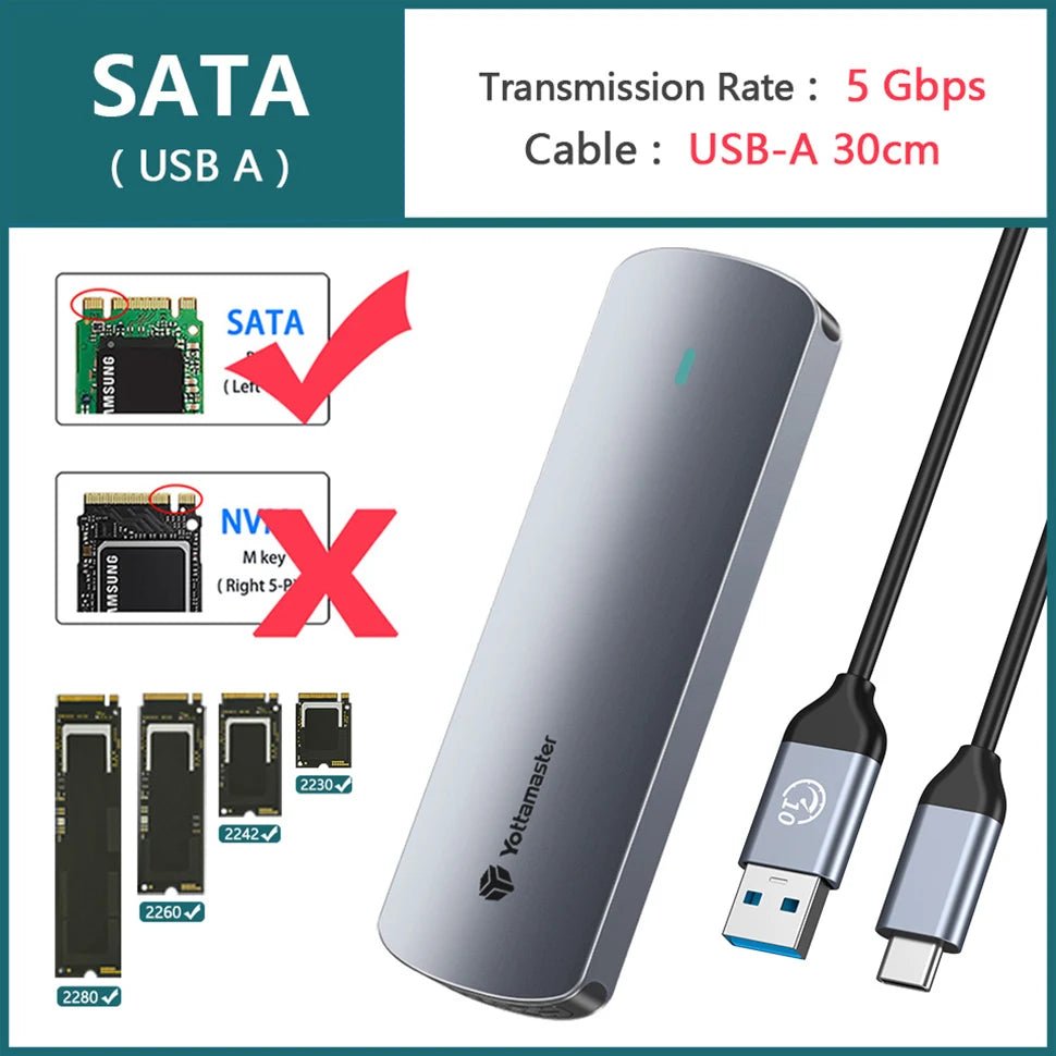Yottamaster M.2 NVMe/SATA Dual Protocol Hard Drive Disk Enclosure Type - C USB3.2 Gen2 10Gbp SSD External Case NGFF HD Storage Box - FUN GUY WORLD FUN GUYS SHOP FUN GUY WORLD 14:350850SATA ( USB A )  SATA ( USB A ) Yottamaster M.2 NVMe/SATA Dual Protocol Hard Drive Disk Enclosure Type - C USB3.2 Gen2 10Gbp SSD External Case NGFF HD Storage Box FUN GUYS SHOP FUN GUY WORLD